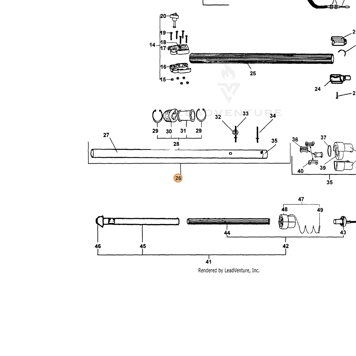 ECHO part 61029922460 — IPL diagram snippet (6x zoom, amber highlight)