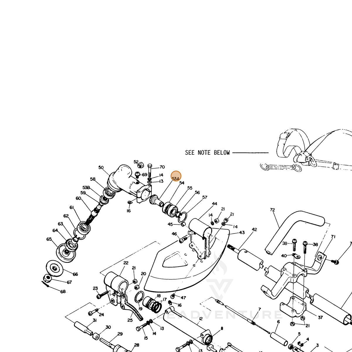 ECHO part 61030007130 — IPL diagram snippet (6x zoom, amber highlight)