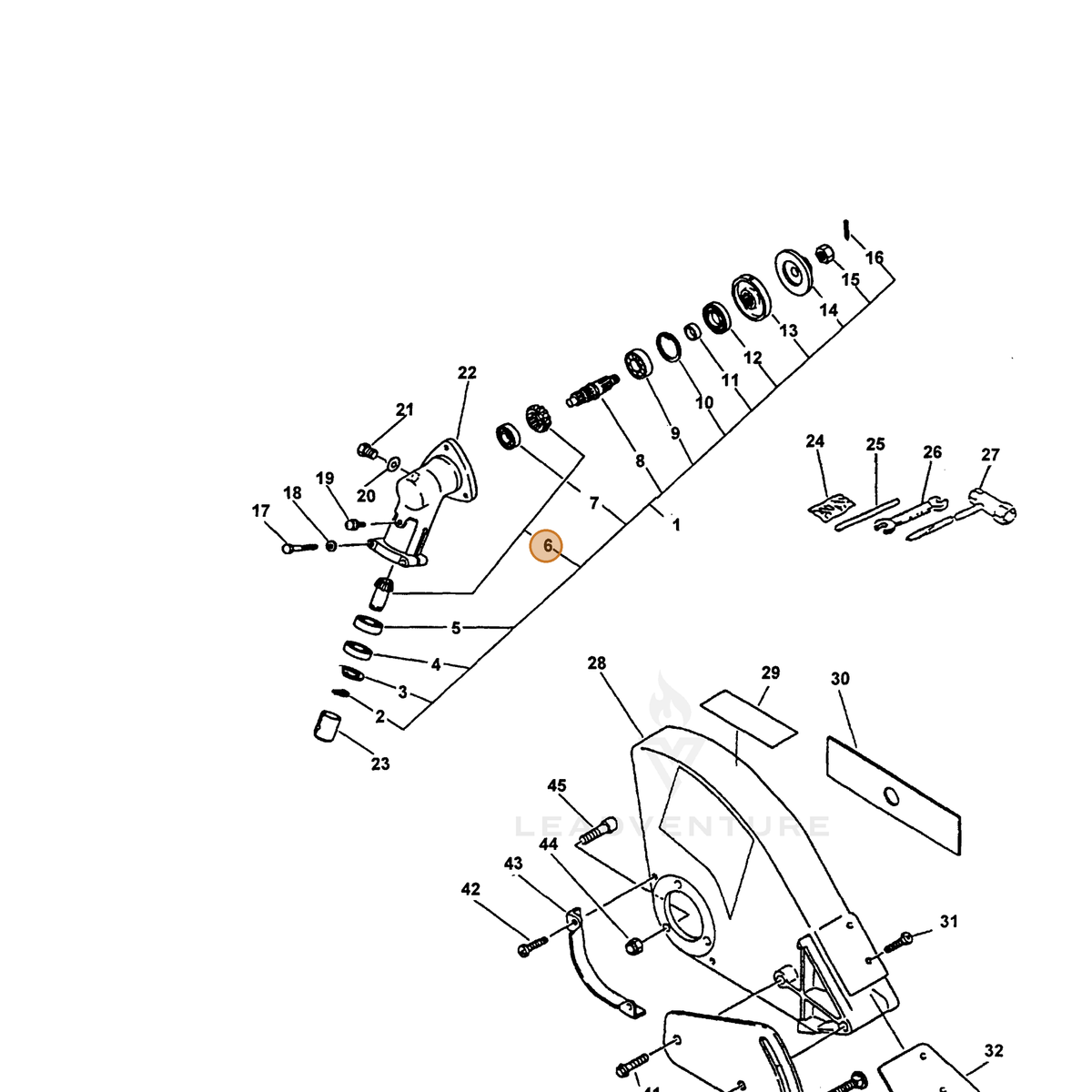 ECHO part 61030040730 — IPL diagram snippet (6x zoom, amber highlight)