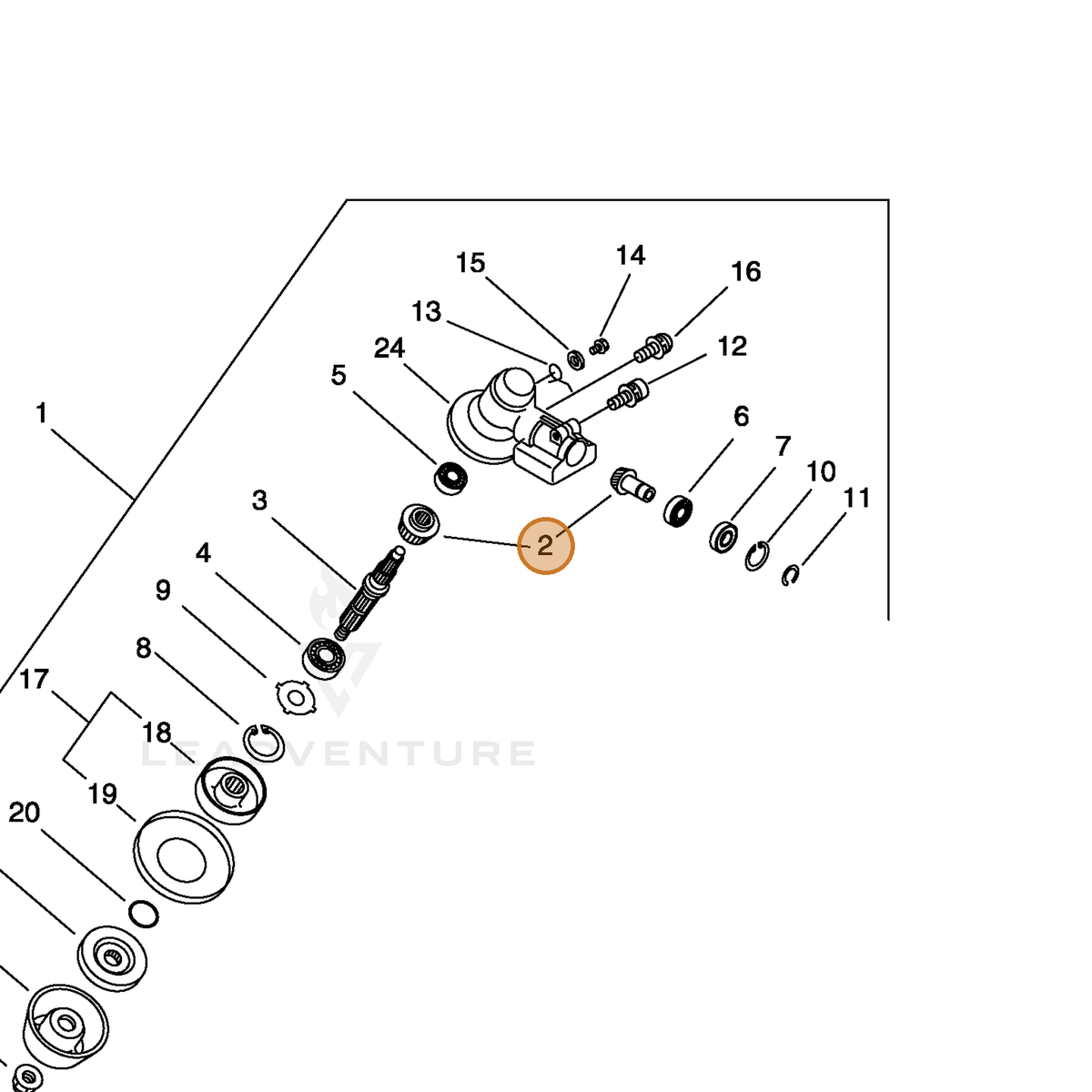 ECHO part 61030040830 — IPL diagram snippet (6x zoom, amber highlight)