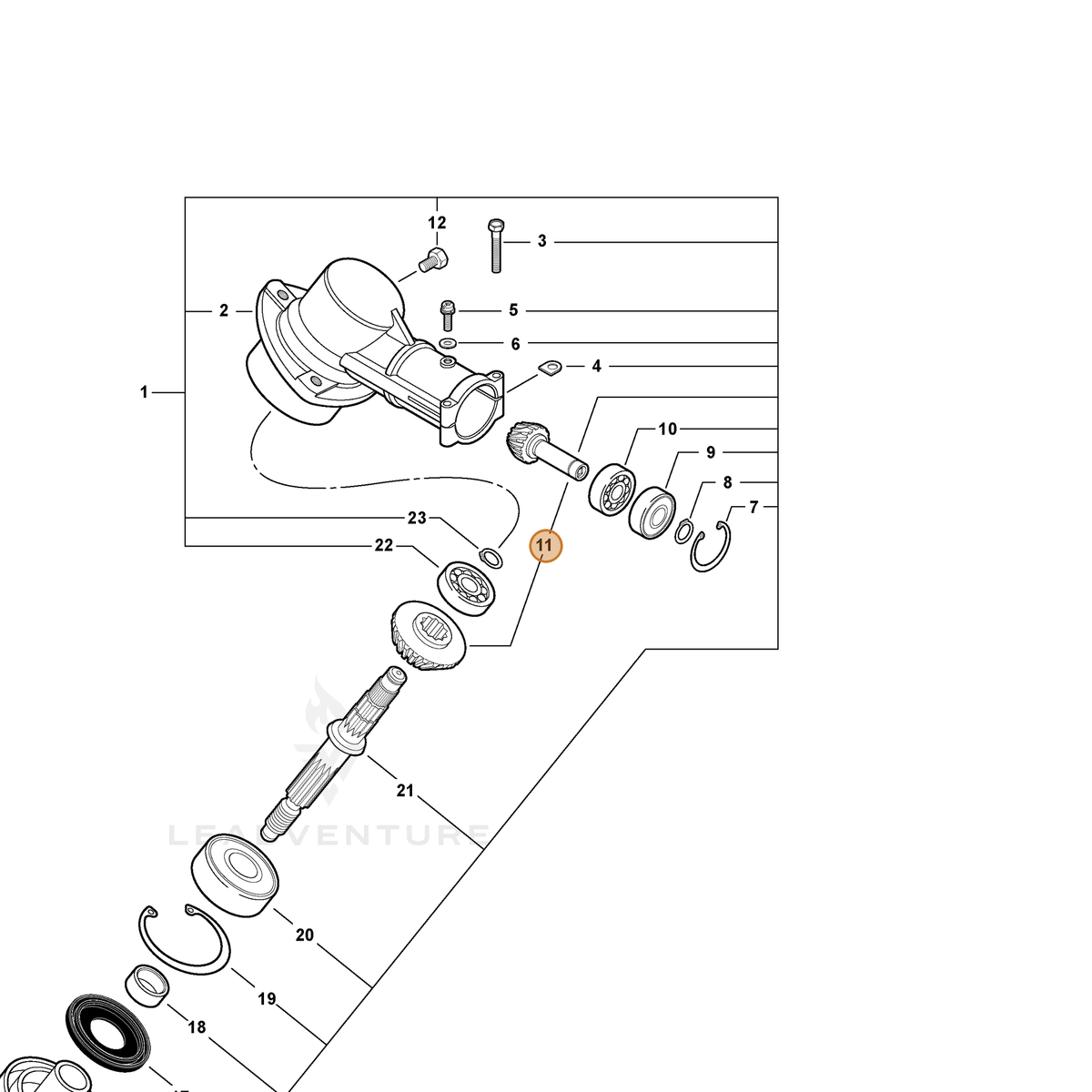ECHO part 61030040930 — IPL diagram snippet (6x zoom, amber highlight)