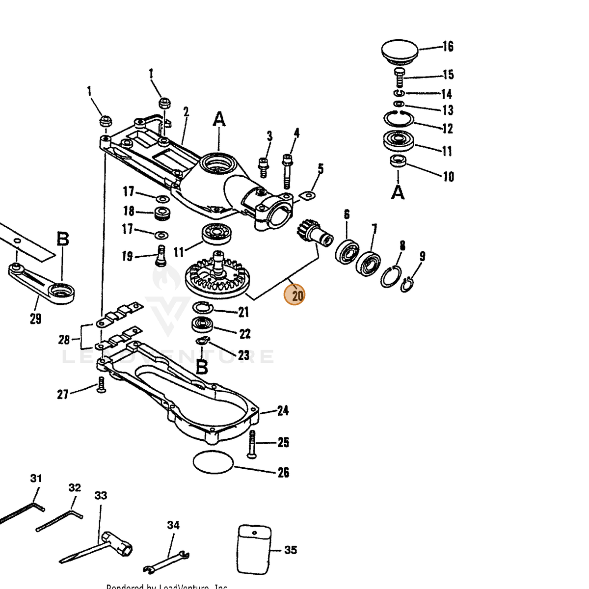 ECHO part 61030154130 — IPL diagram snippet (6x zoom, amber highlight)
