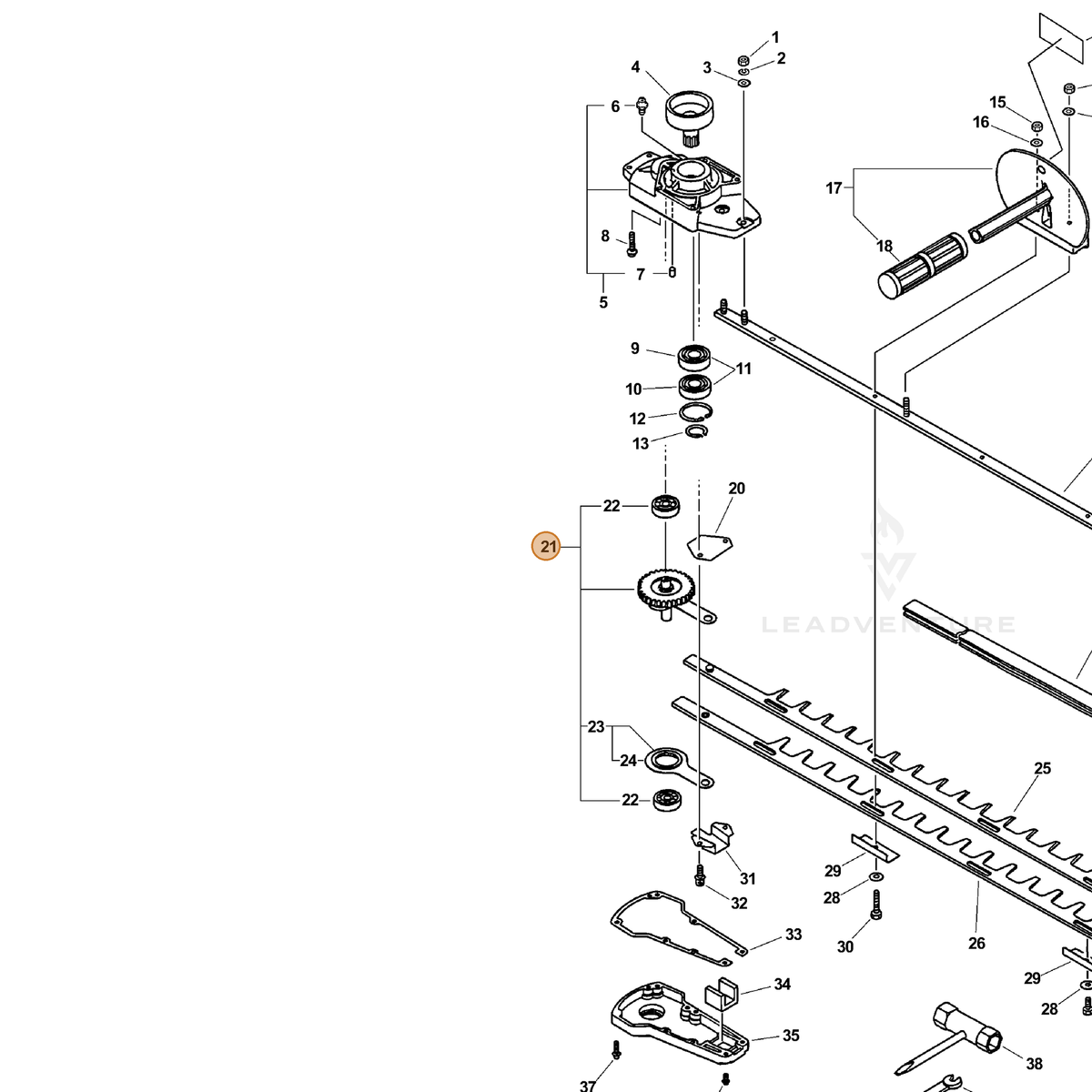 ECHO part 61030208961 — IPL diagram snippet (6x zoom, amber highlight)