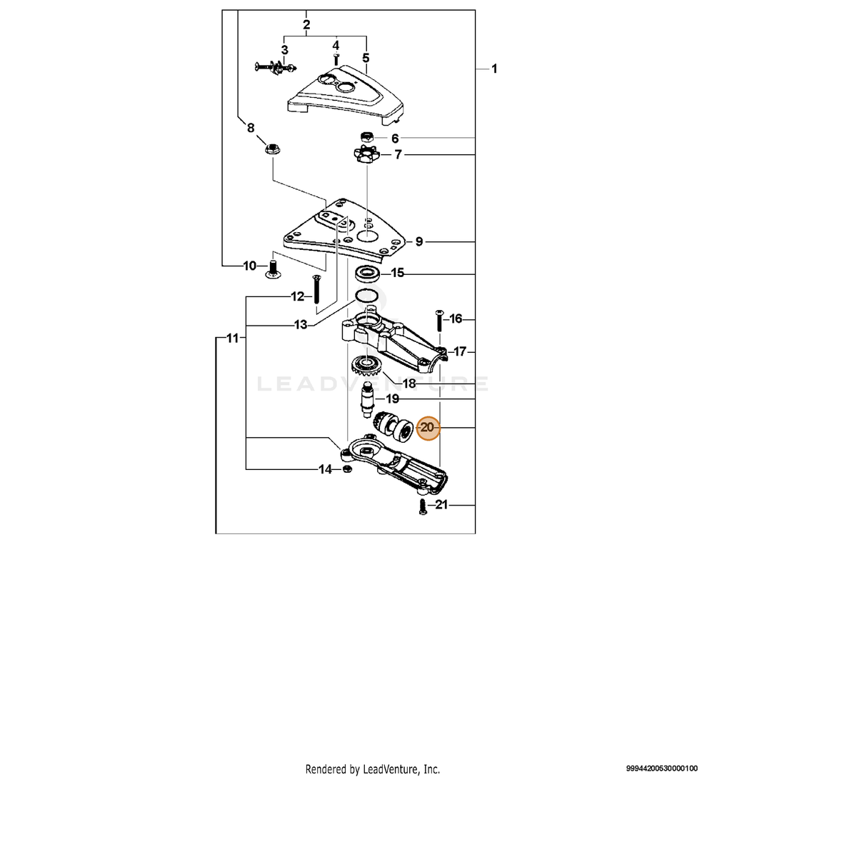 ECHO part 61030922060 — IPL diagram snippet (6x zoom, amber highlight)