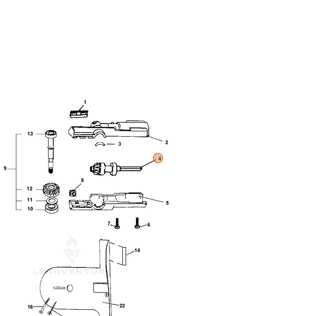ECHO part 61030922361 — IPL diagram snippet (6x zoom, amber highlight)