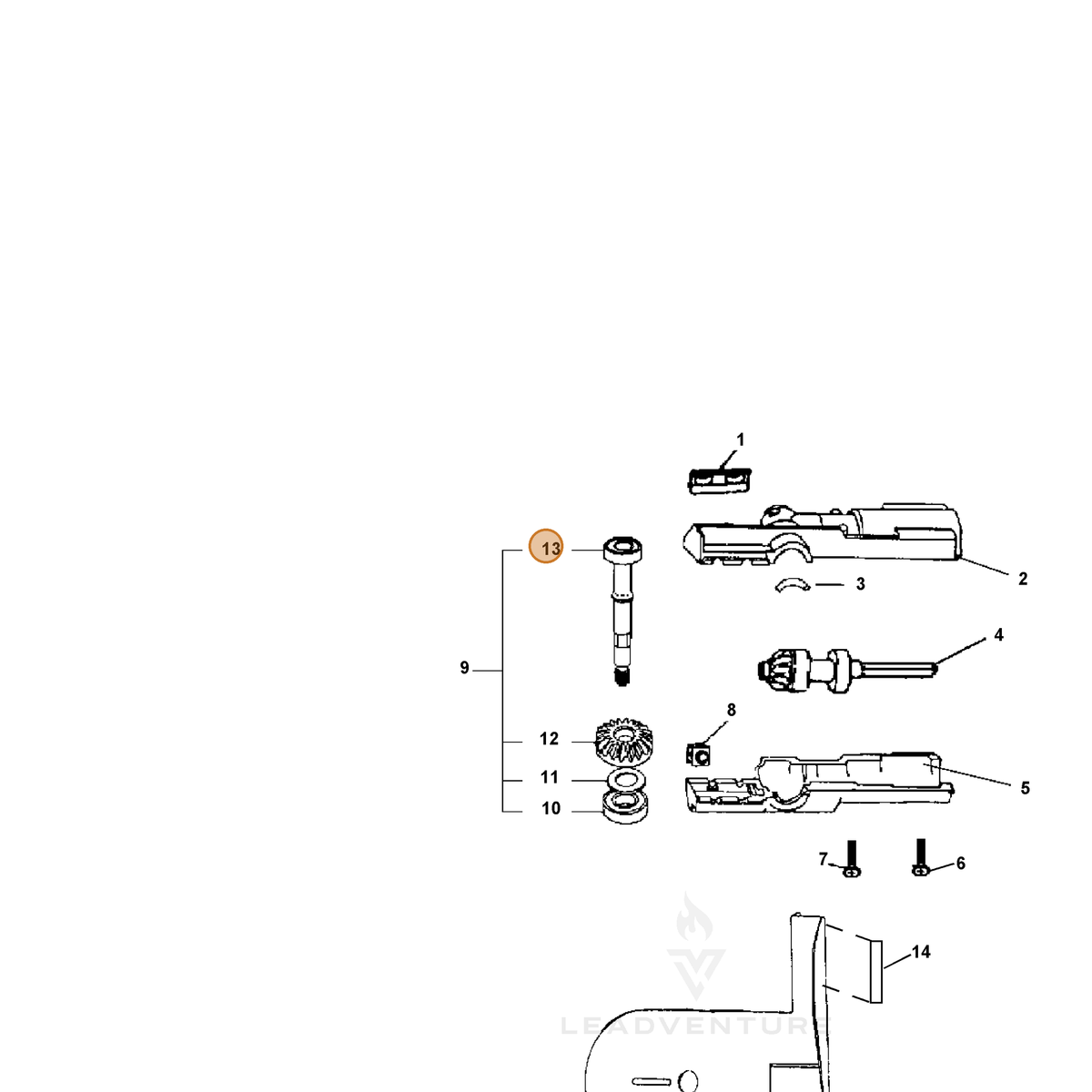 ECHO part 61030922460 — IPL diagram snippet (6x zoom, amber highlight)