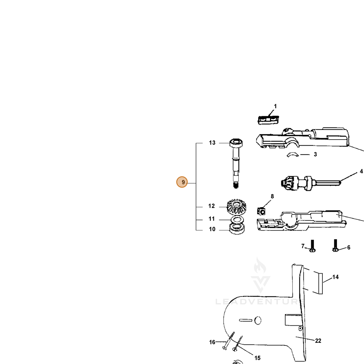 ECHO part 61030922560 — IPL diagram snippet (6x zoom, amber highlight)