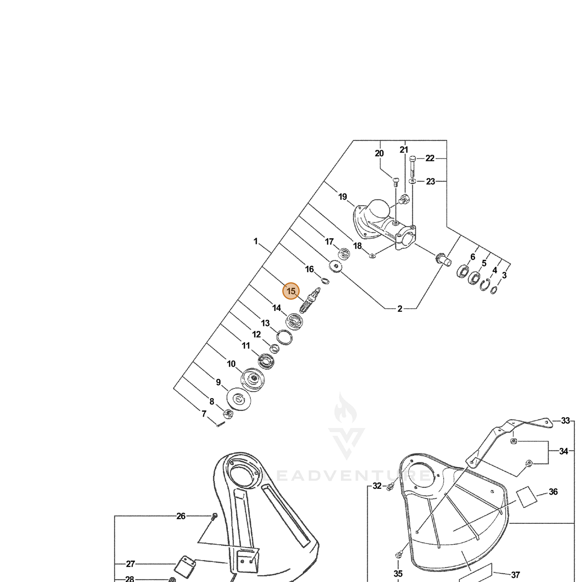 ECHO part 61031041030 — IPL diagram snippet (6x zoom, amber highlight)