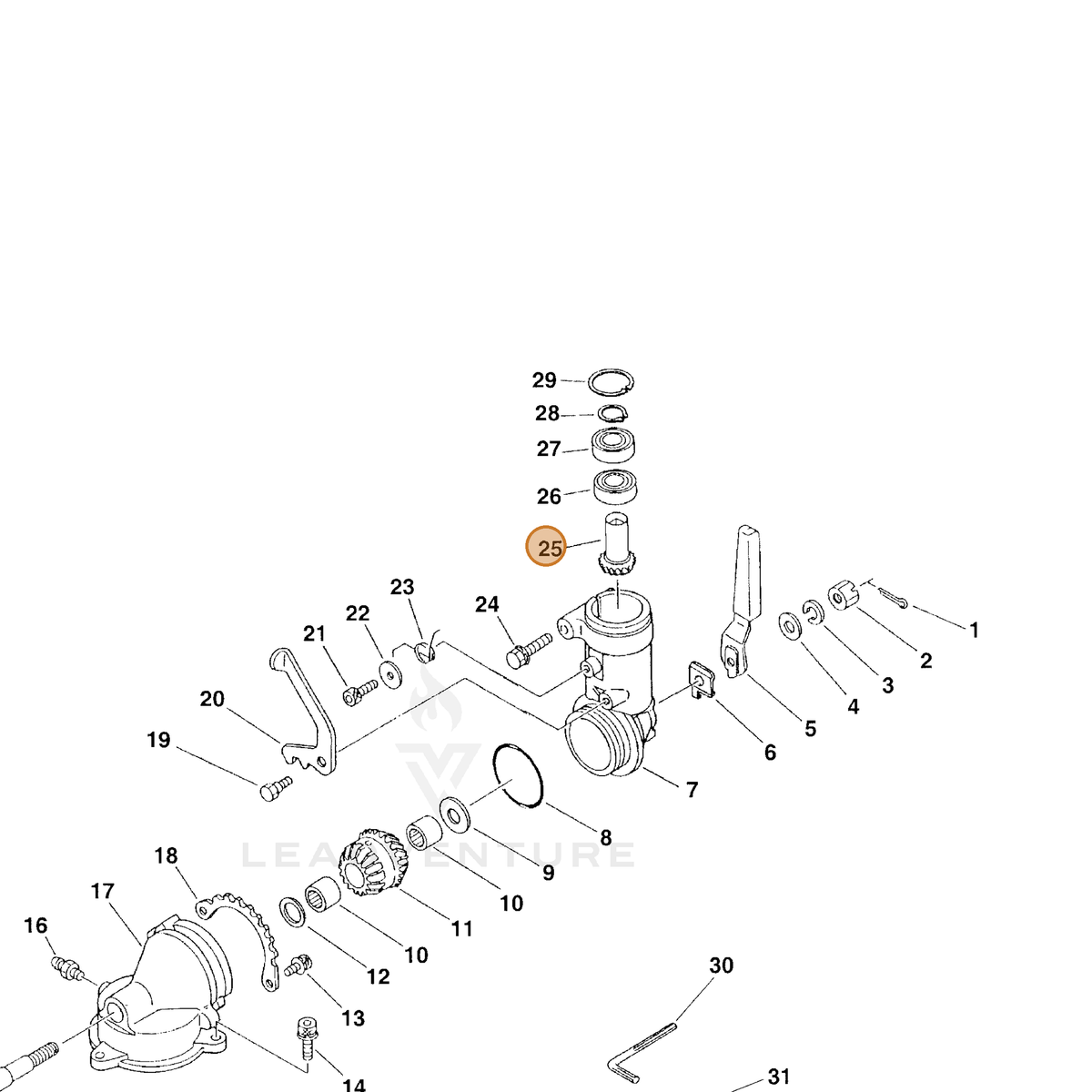ECHO part 61031112360 — IPL diagram snippet (6x zoom, amber highlight)
