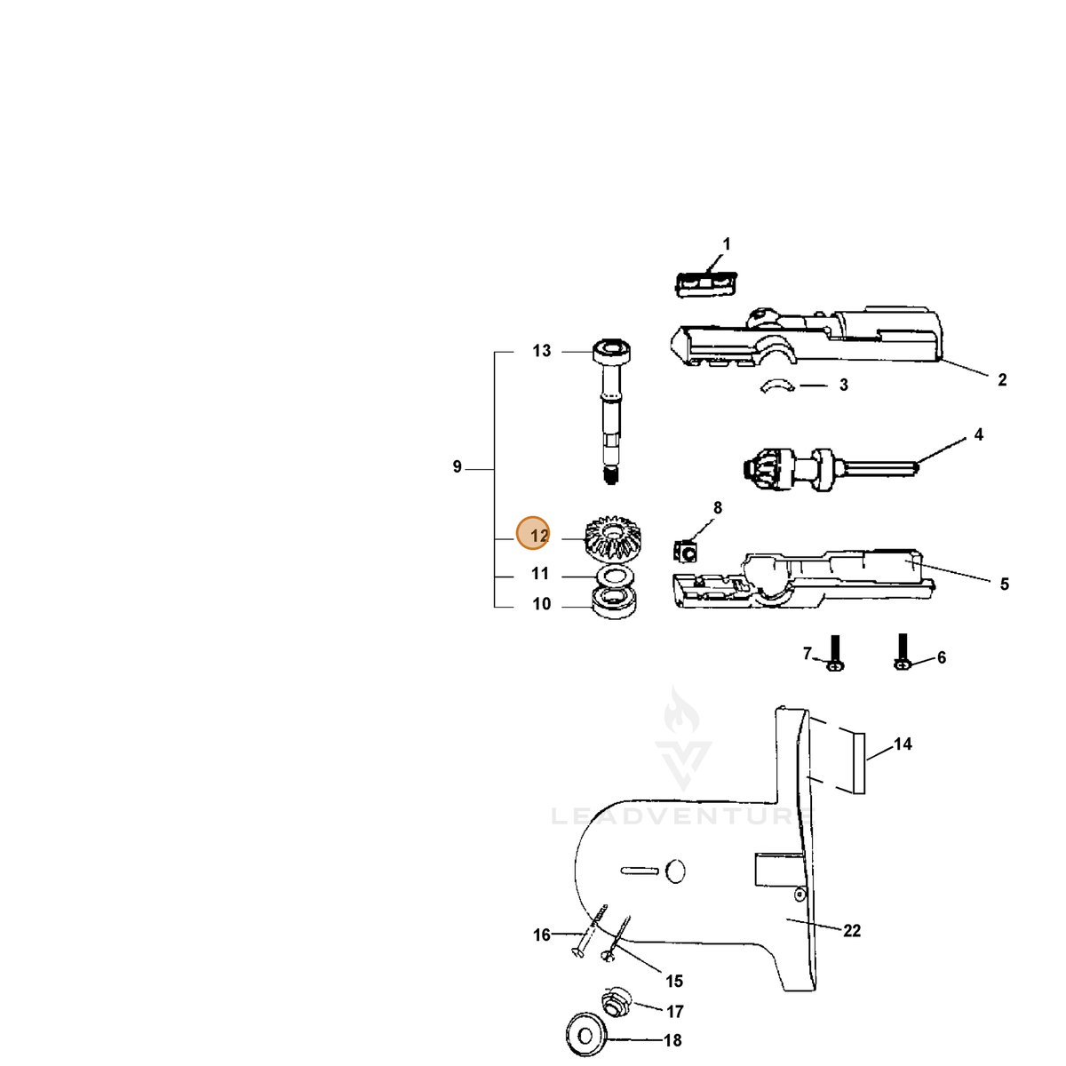 ECHO part 61031122360 — IPL diagram snippet (6x zoom, amber highlight)