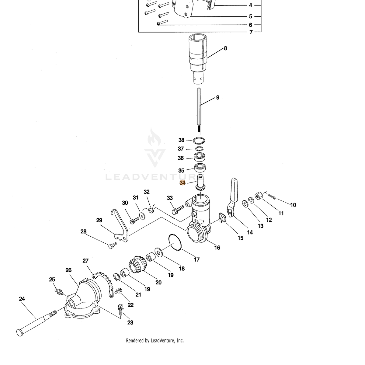 ECHO part 61031126160 — IPL diagram snippet (6x zoom, amber highlight)