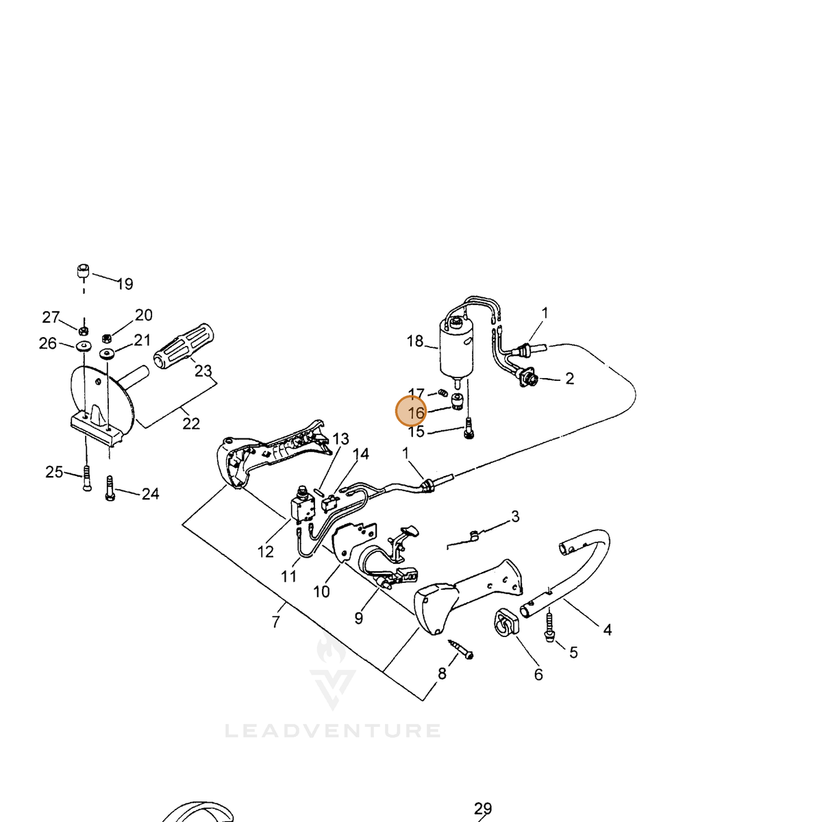 ECHO part 61031209960 — IPL diagram snippet (6x zoom, amber highlight)