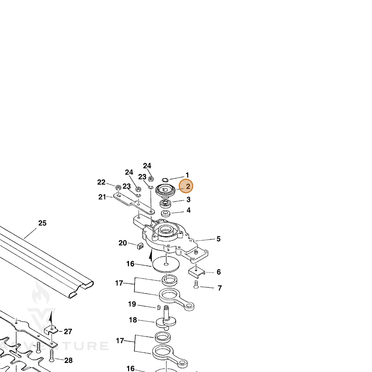 ECHO part 61031212360 — IPL diagram snippet (6x zoom, amber highlight)