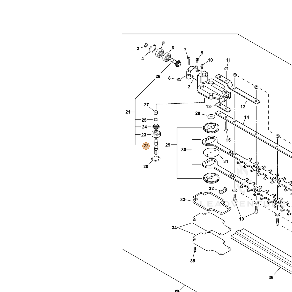 ECHO part 61031221460 — IPL diagram snippet (6x zoom, amber highlight)