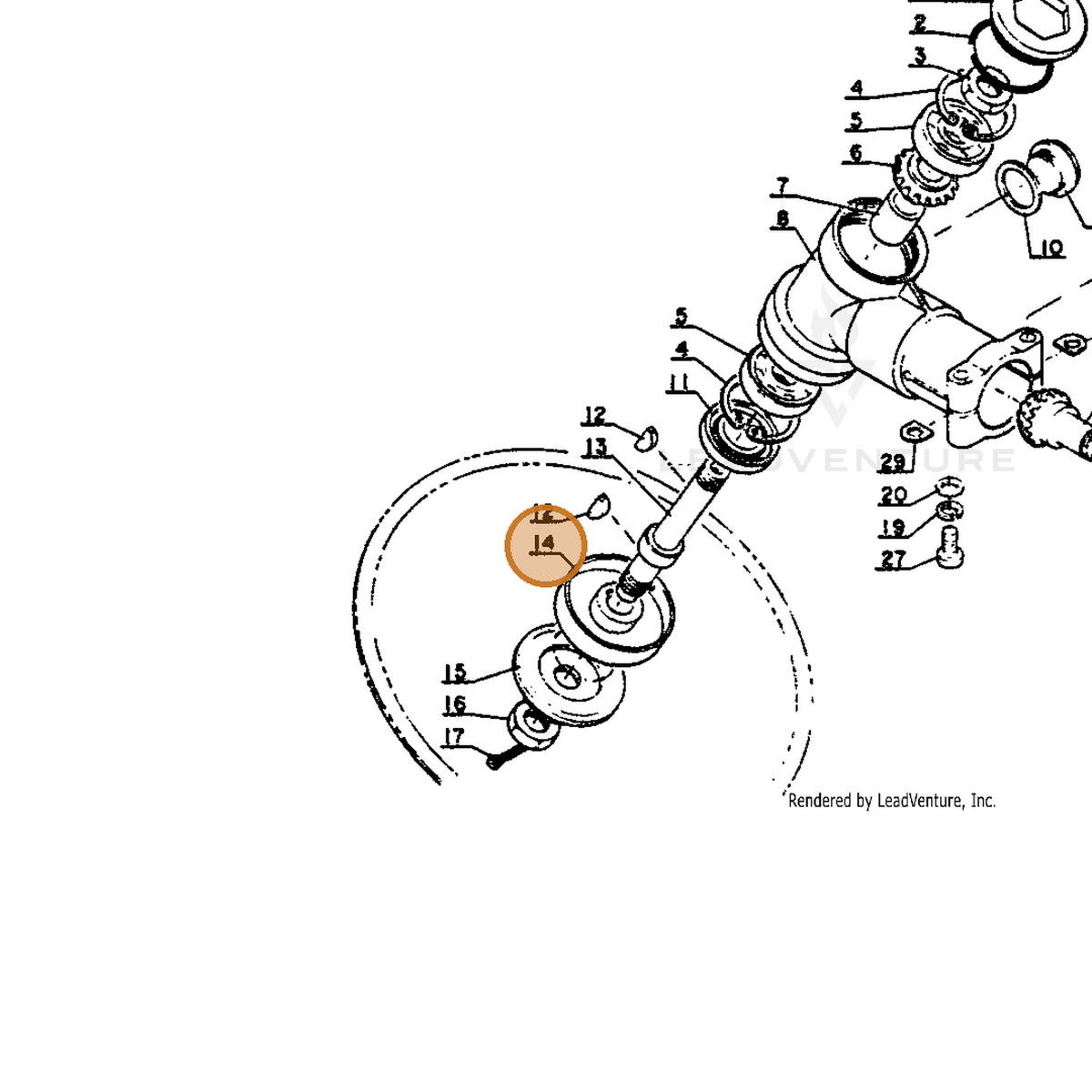 ECHO part 61031304130 — IPL diagram snippet (6x zoom, amber highlight)