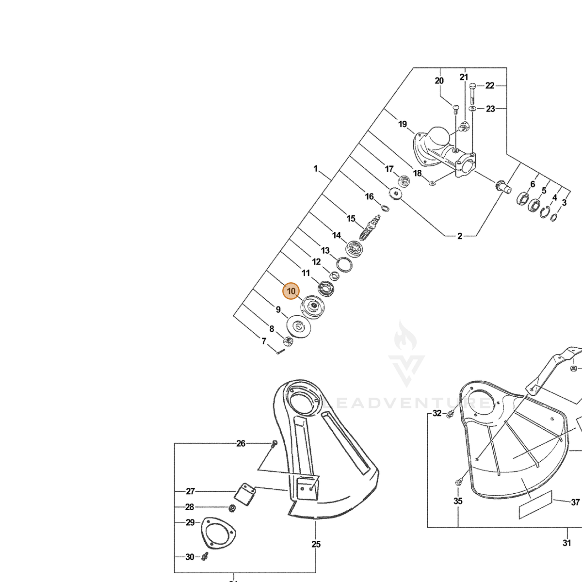 ECHO part 61031307132 — IPL diagram snippet (6x zoom, amber highlight)