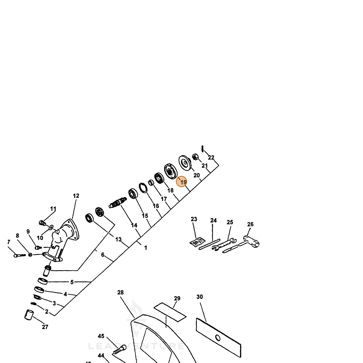 ECHO part 61031407130 — IPL diagram snippet (6x zoom, amber highlight)