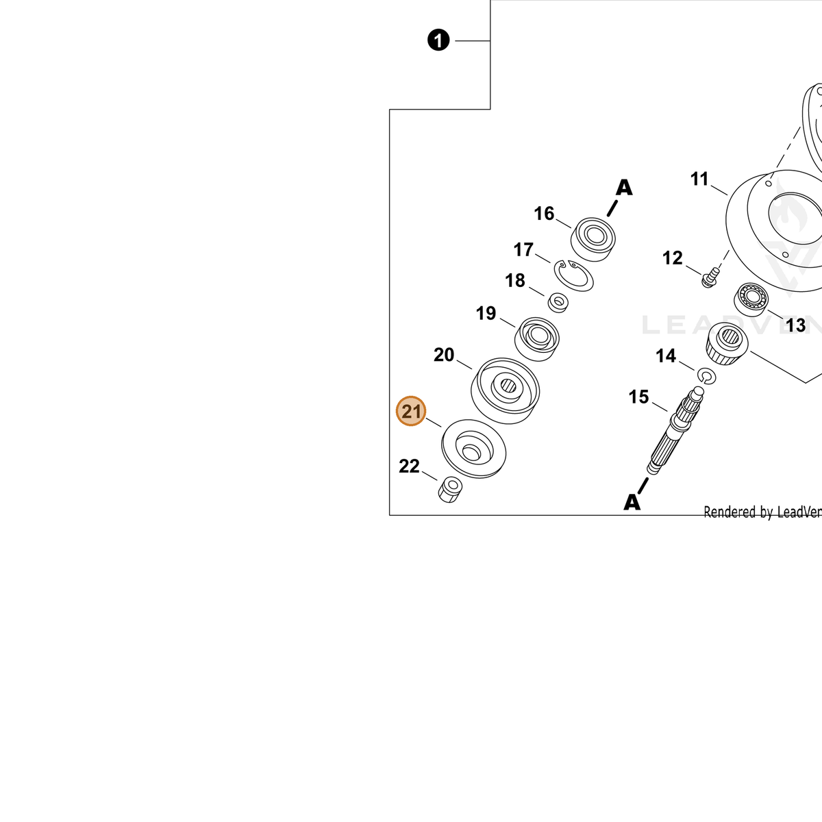 ECHO part 61031421231 — IPL diagram snippet (6x zoom, amber highlight)