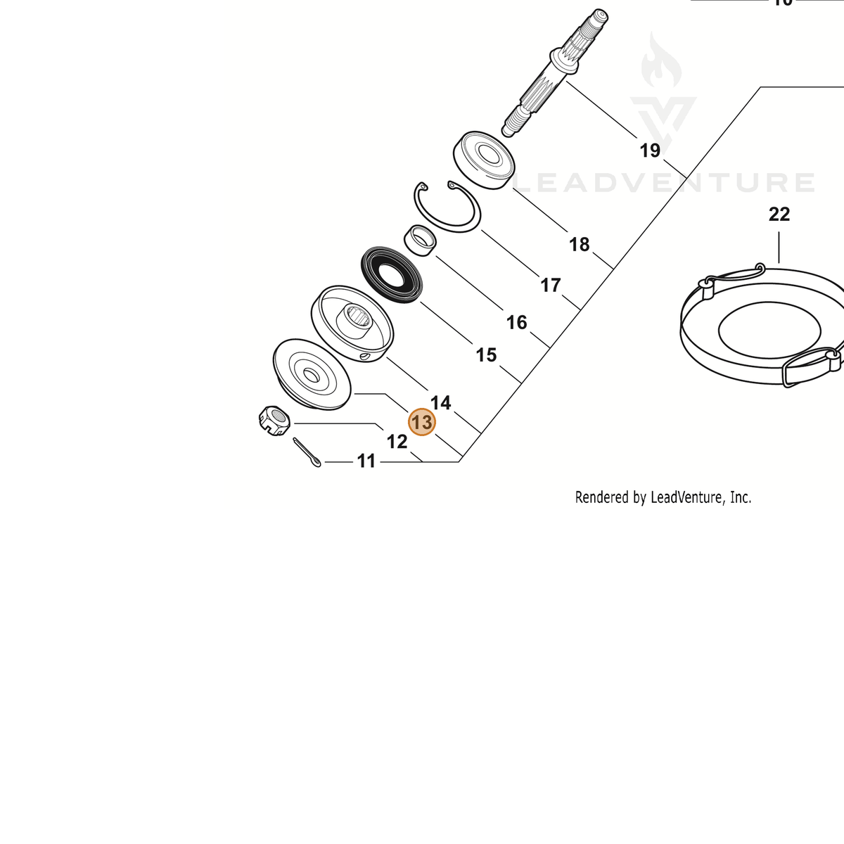 ECHO part 61031427230 — IPL diagram snippet (6x zoom, amber highlight)