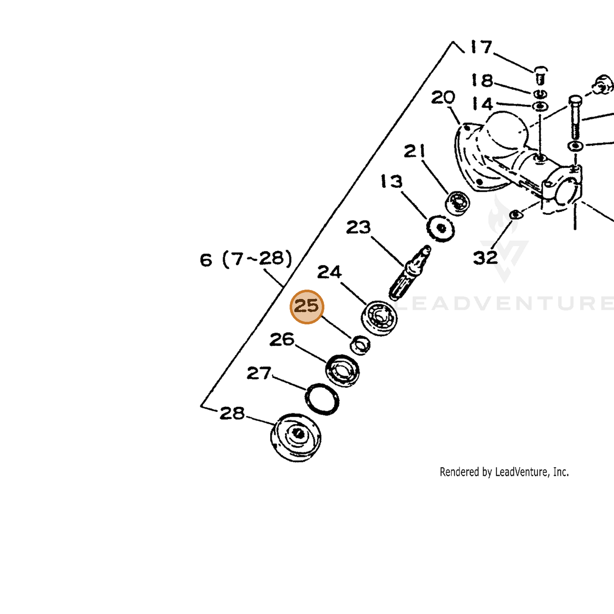 ECHO part 61031522830 — IPL diagram snippet (6x zoom, amber highlight)