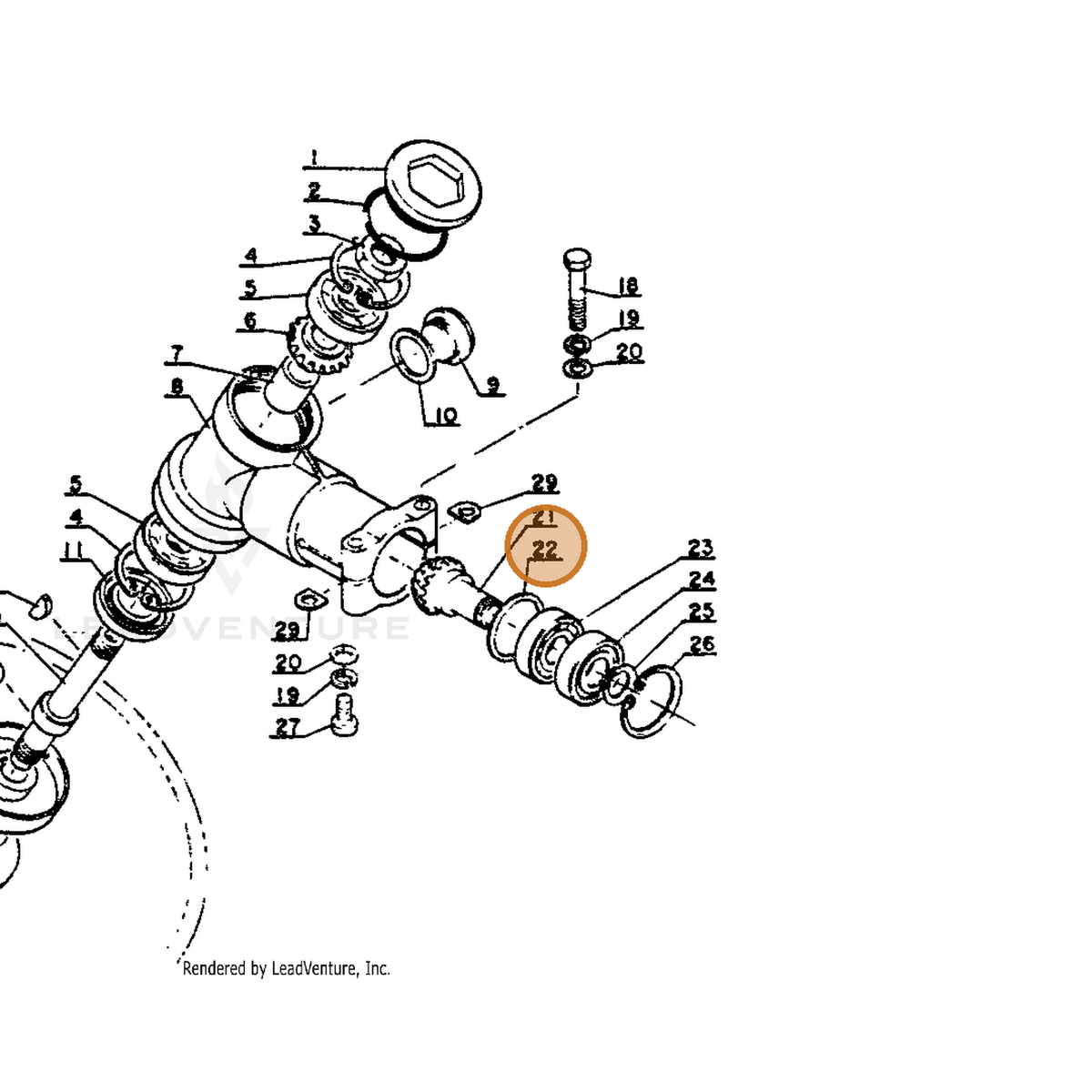 ECHO part 61031604130 — IPL diagram snippet (6x zoom, amber highlight)