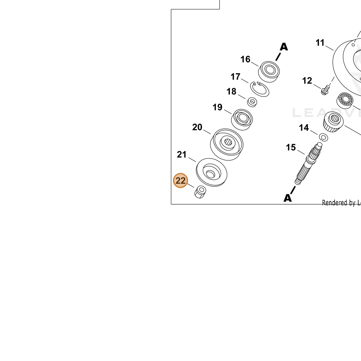 ECHO part 61032027430 — IPL diagram snippet (6x zoom, amber highlight)