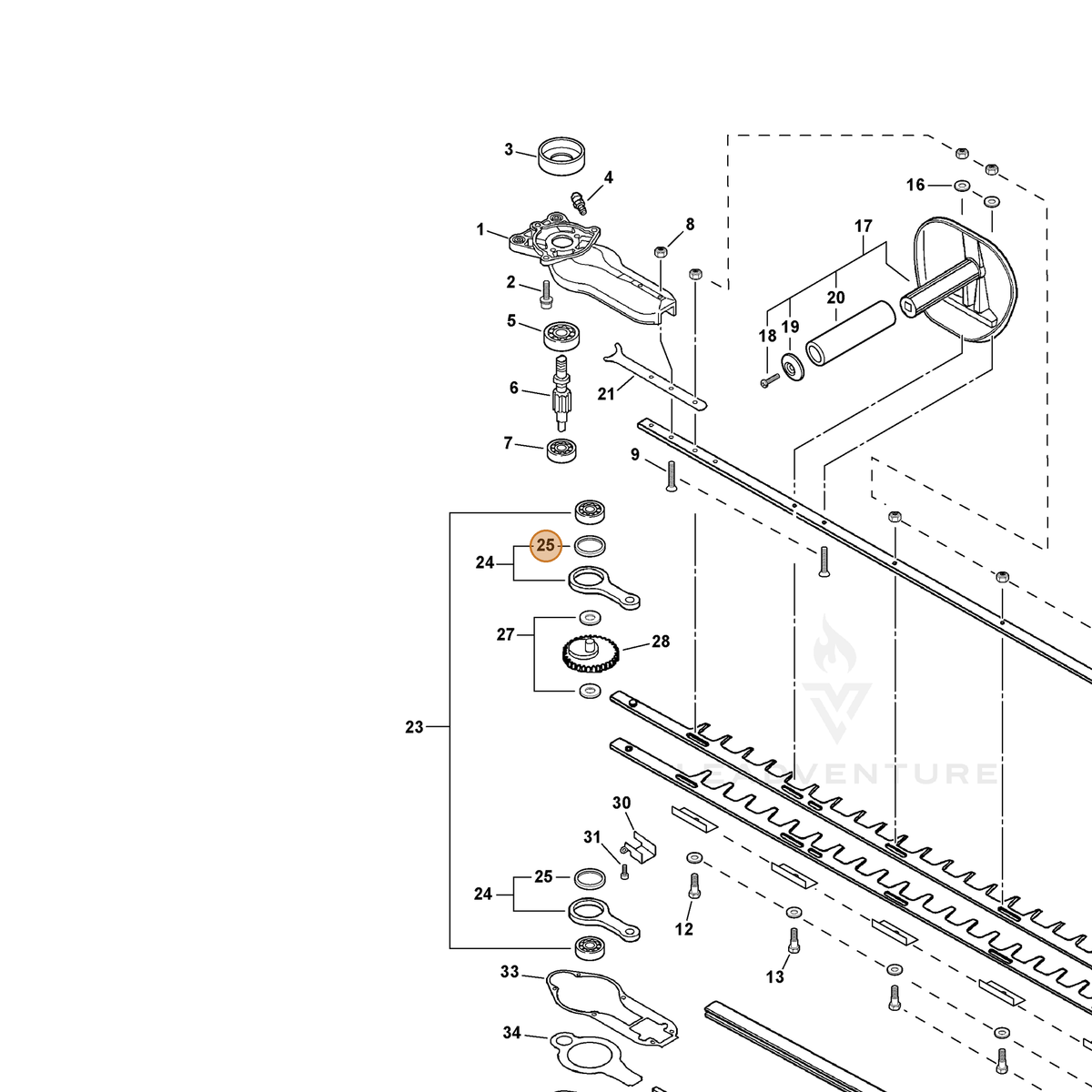 ECHO part 61032701261 — IPL diagram snippet (6x zoom, amber highlight)