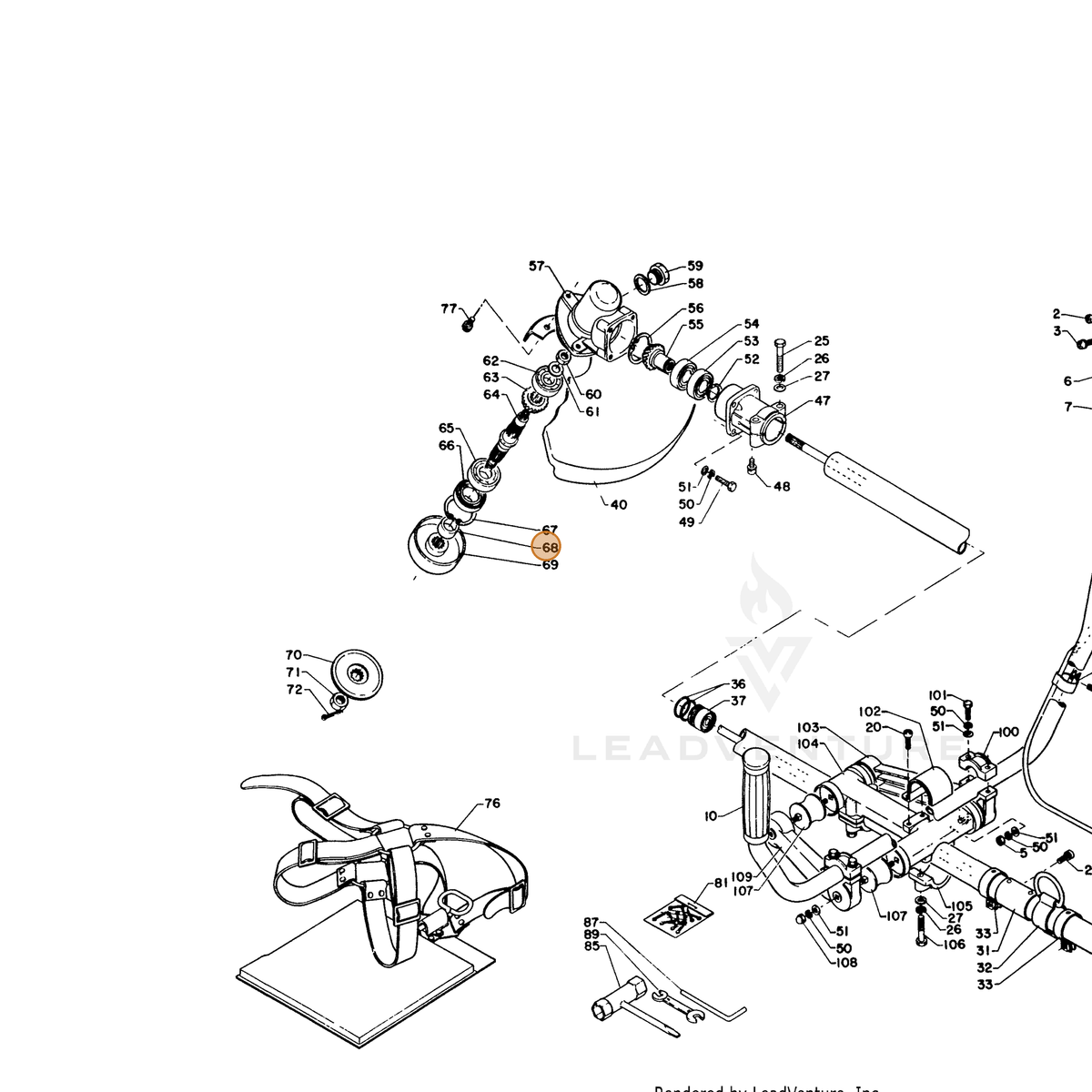 ECHO part 61033406230 — IPL diagram snippet (6x zoom, amber highlight)