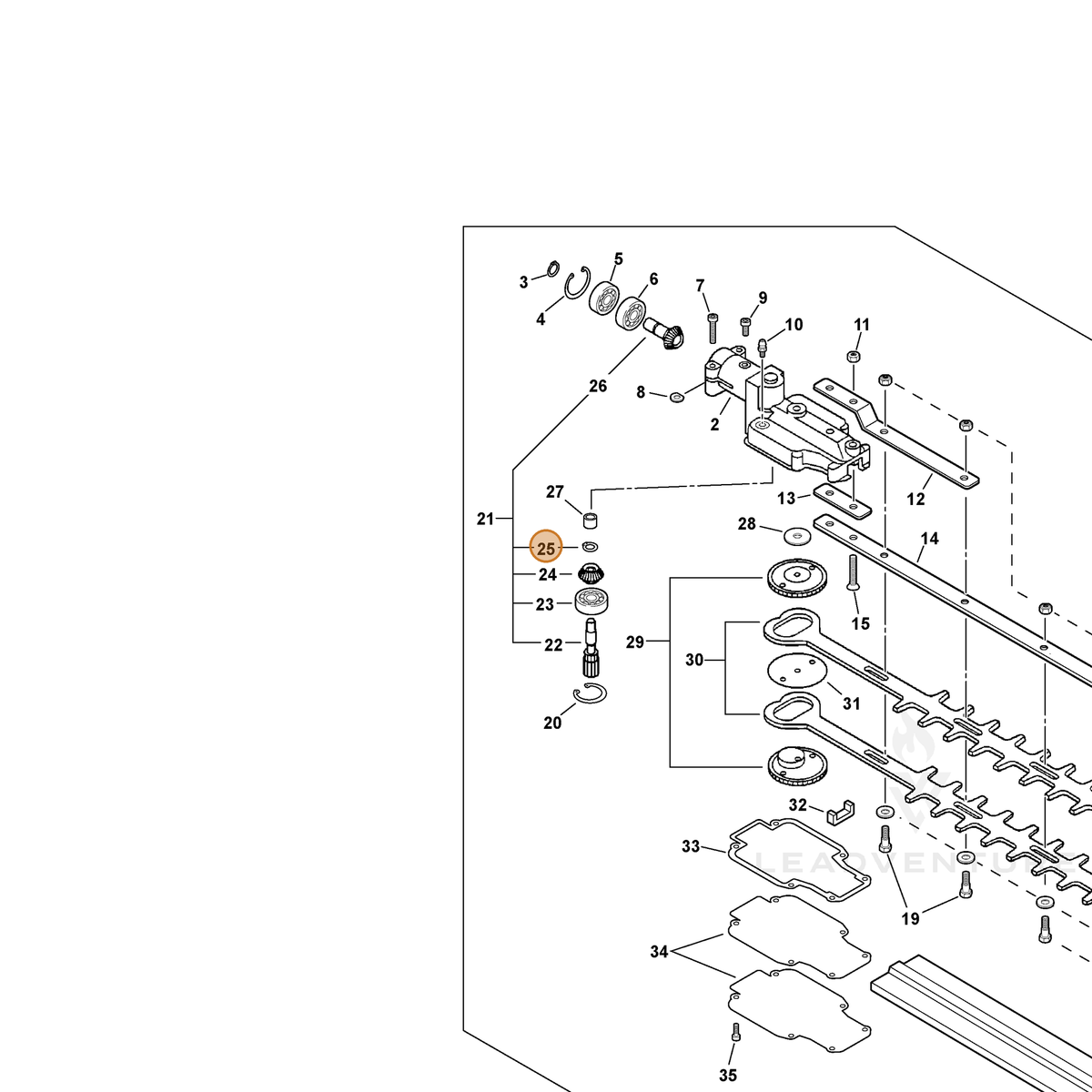 ECHO part 61033521560 — IPL diagram snippet (6x zoom, amber highlight)
