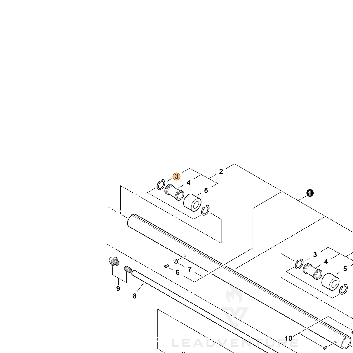 ECHO part 61033522460 — IPL diagram snippet (6x zoom, amber highlight)