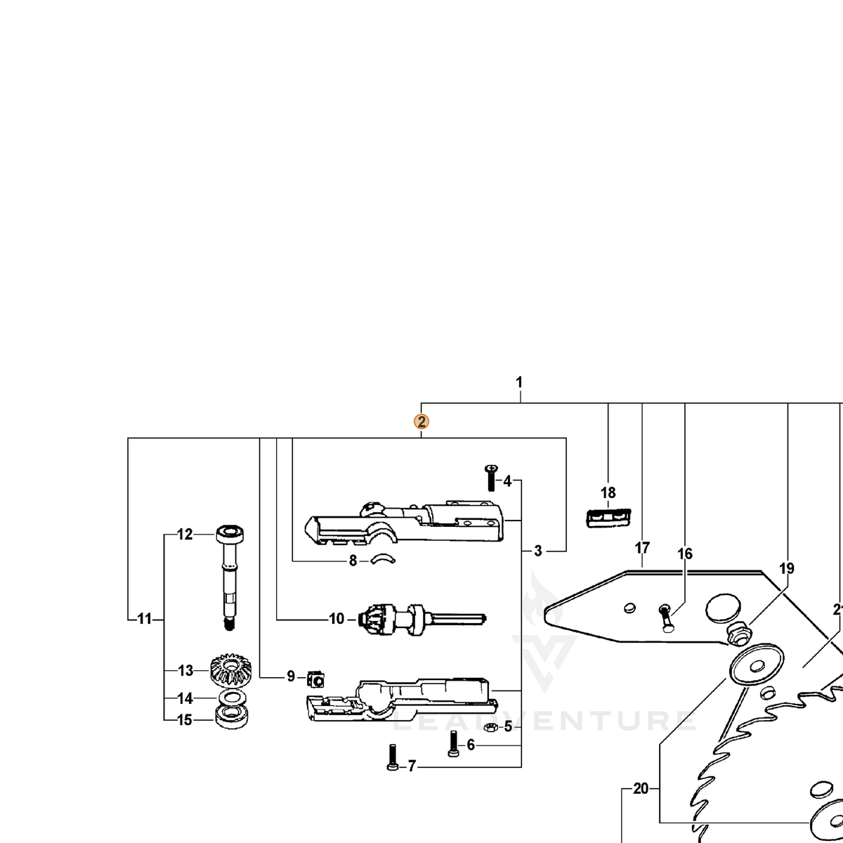 ECHO part 61040022160 — IPL diagram snippet (6x zoom, amber highlight)