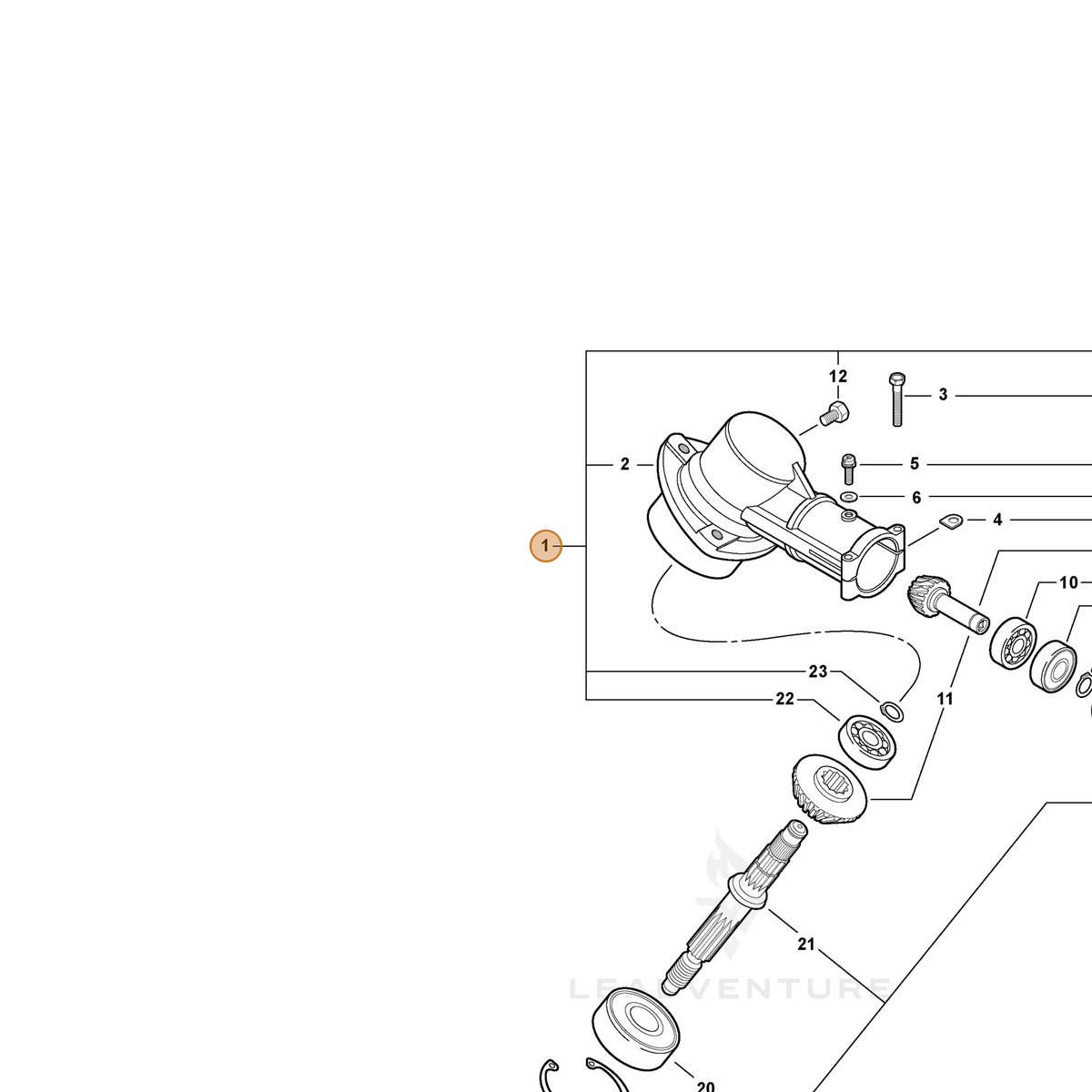 ECHO part 61040041933 — IPL diagram snippet (6x zoom, amber highlight)