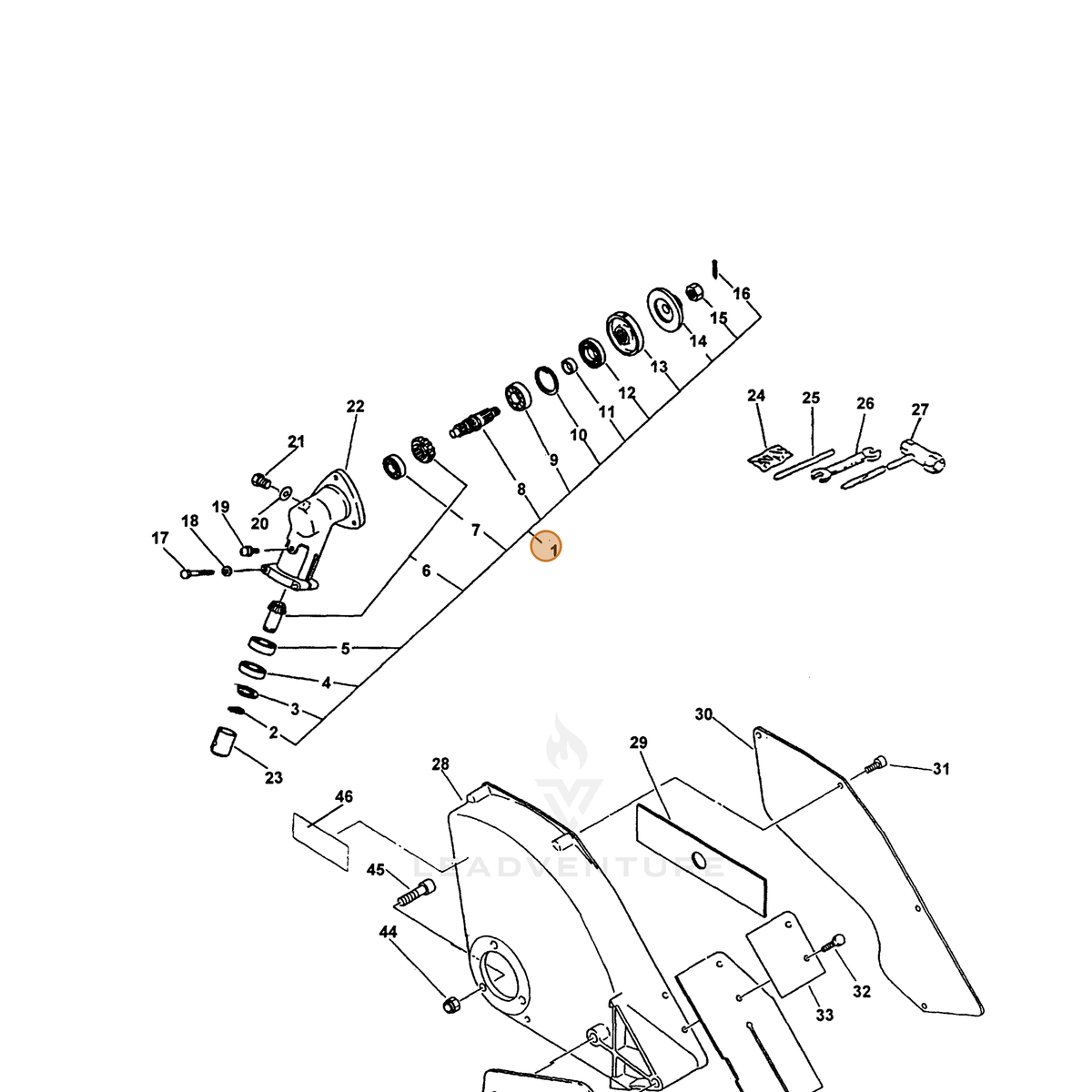 ECHO part 61040055330 — IPL diagram snippet (6x zoom, amber highlight)