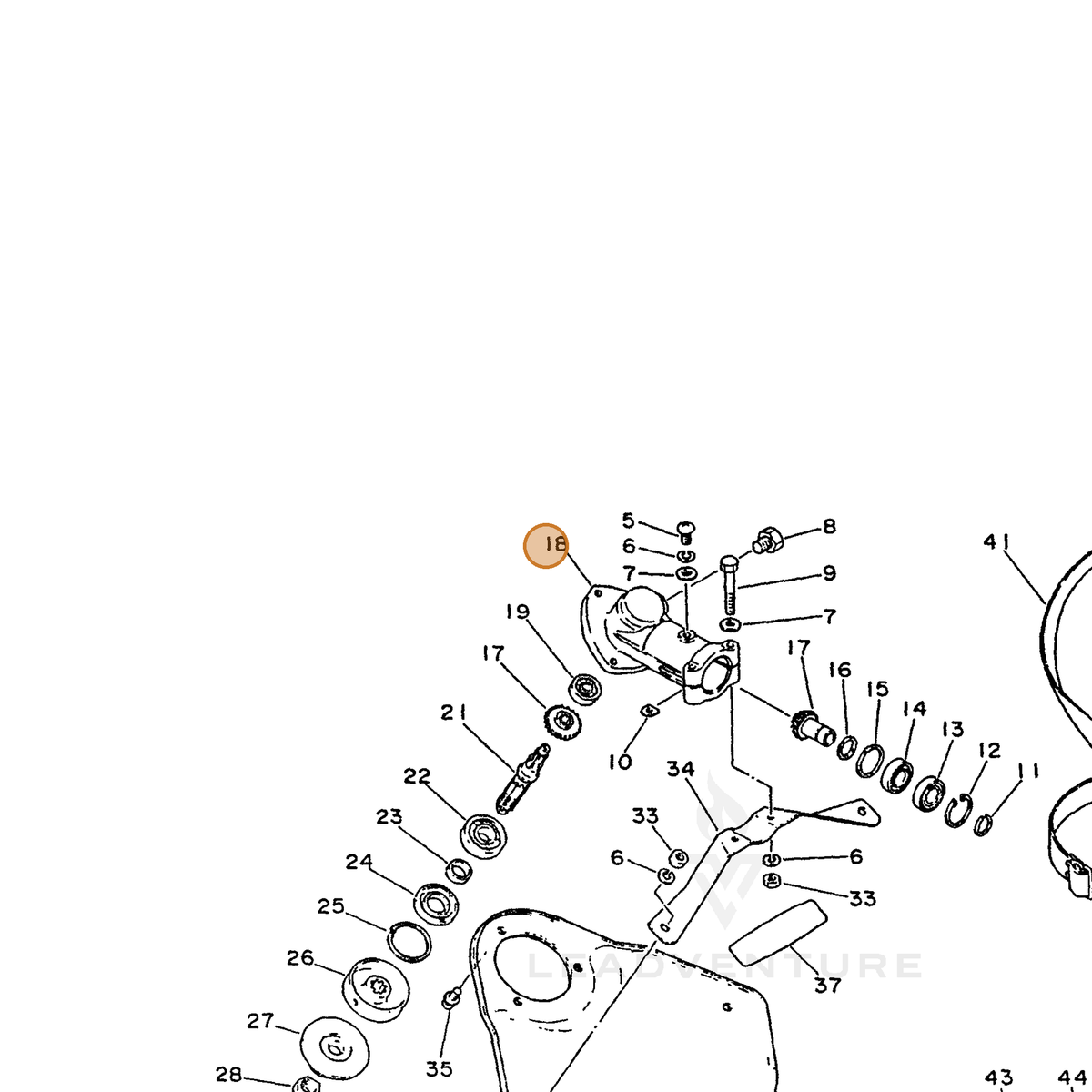 ECHO part 61040208932 — IPL diagram snippet (6x zoom, amber highlight)