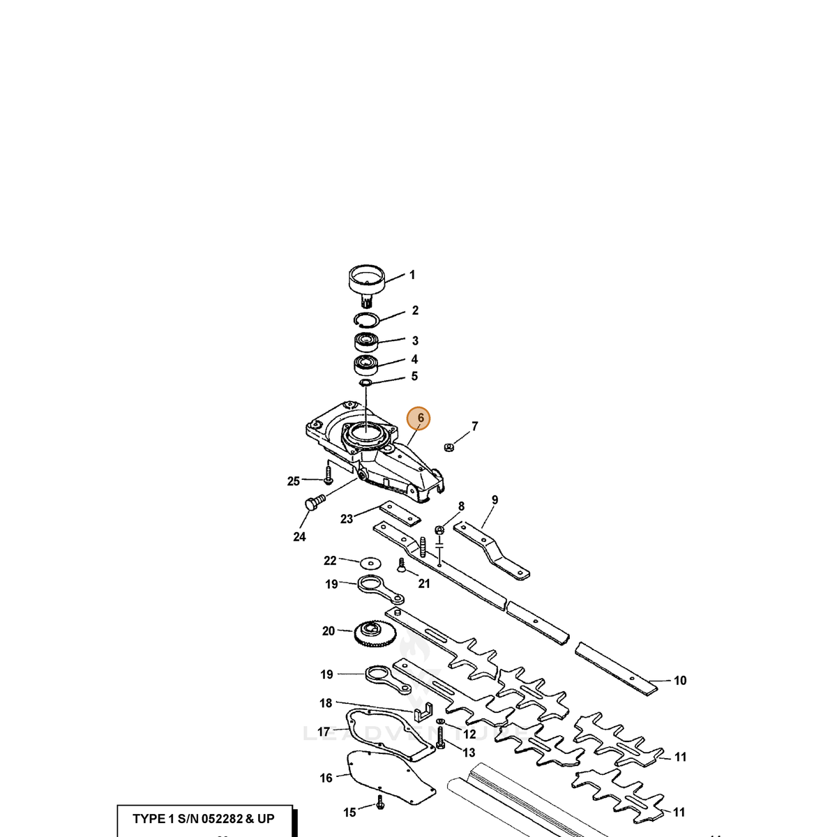 ECHO part 61040706960 — IPL diagram snippet (6x zoom, amber highlight)
