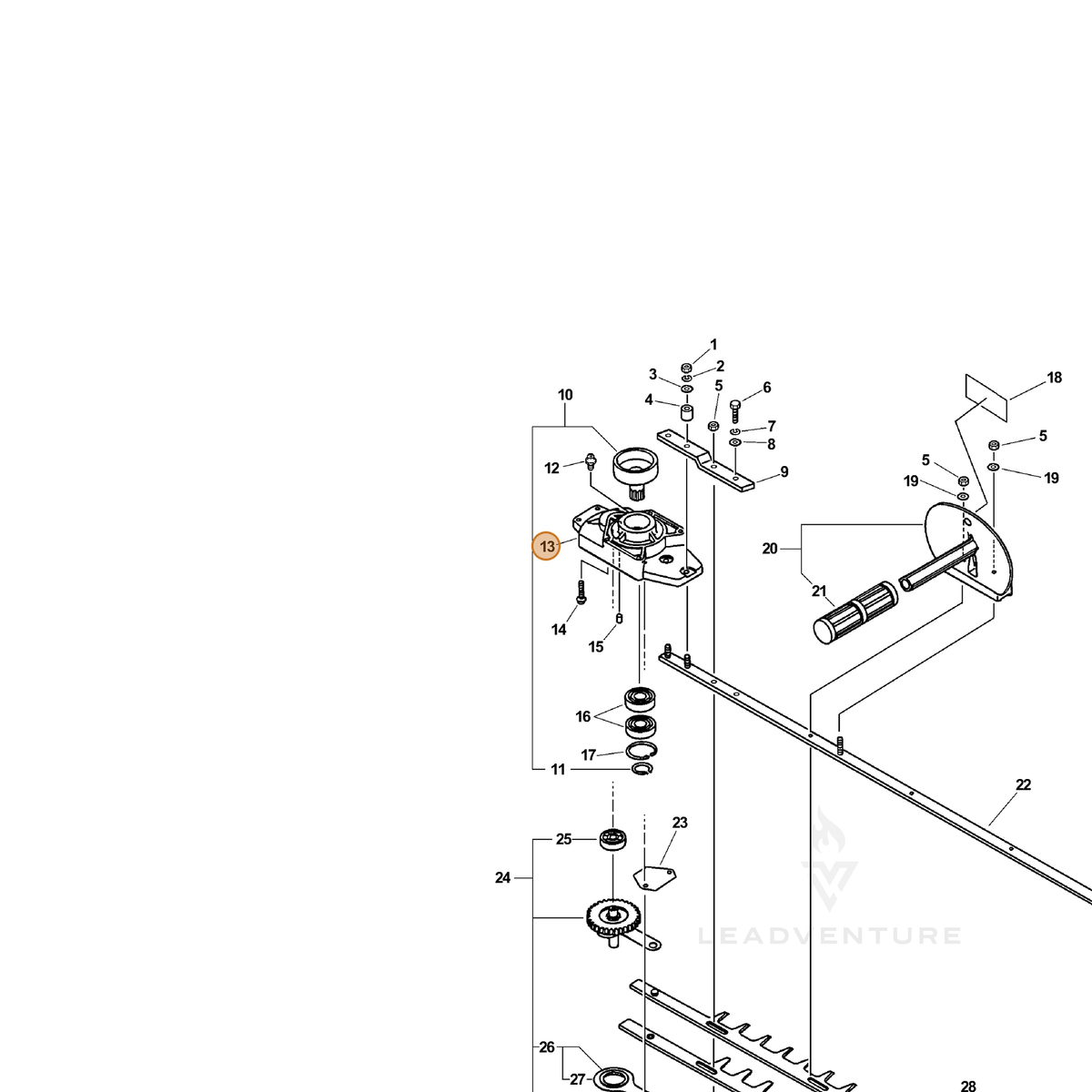 ECHO part 61040708562 — IPL diagram snippet (6x zoom, amber highlight)