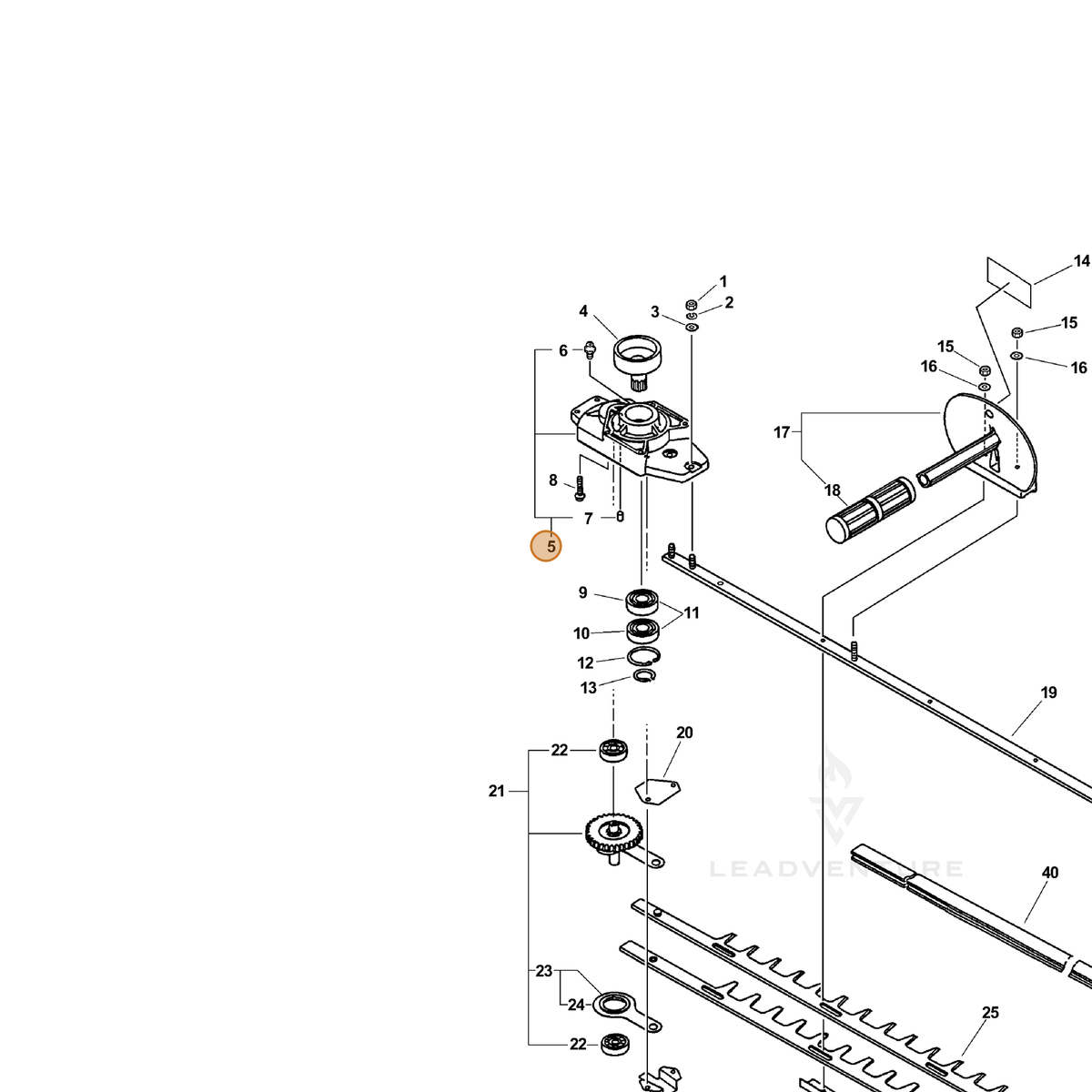 ECHO part 61040708962 — IPL diagram snippet (6x zoom, amber highlight)