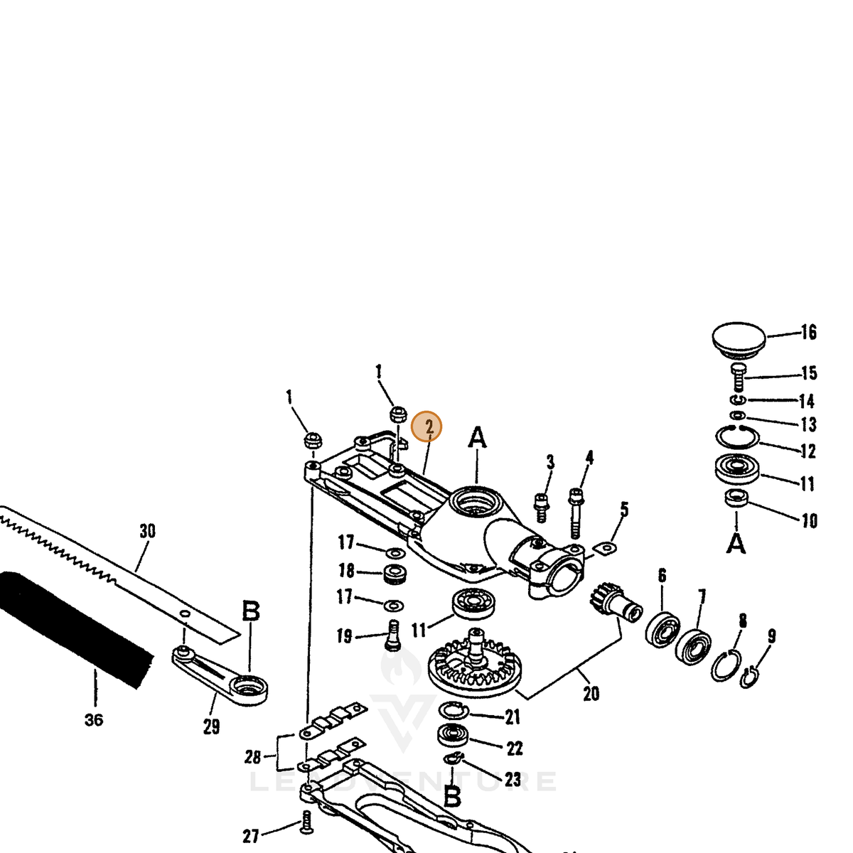 ECHO part 61040727630 — IPL diagram snippet (6x zoom, amber highlight)