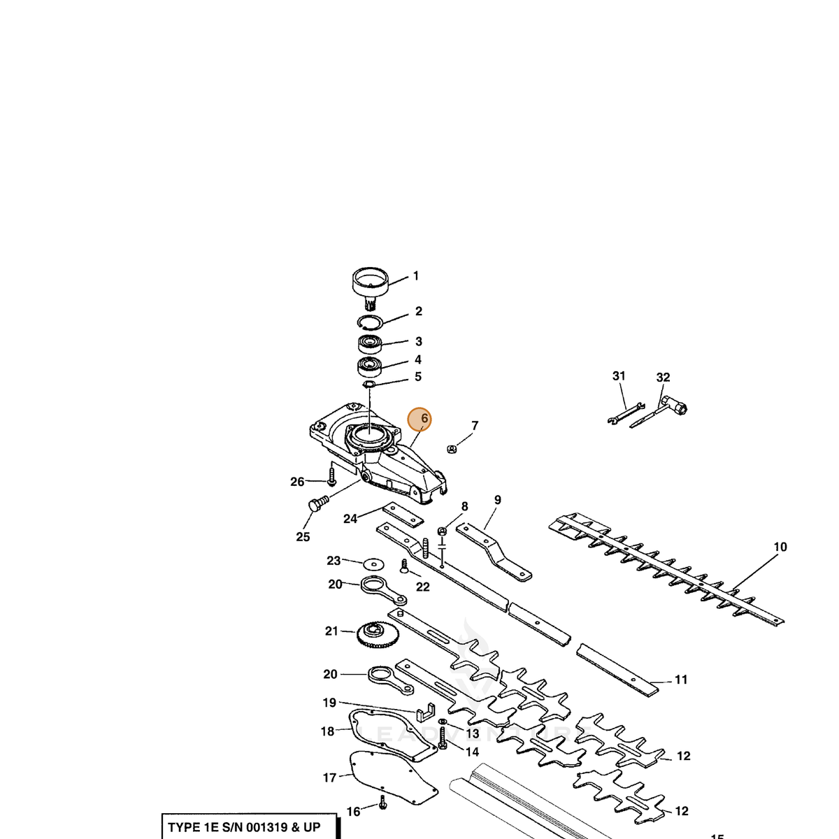ECHO part 61041007760 — IPL diagram snippet (6x zoom, amber highlight)