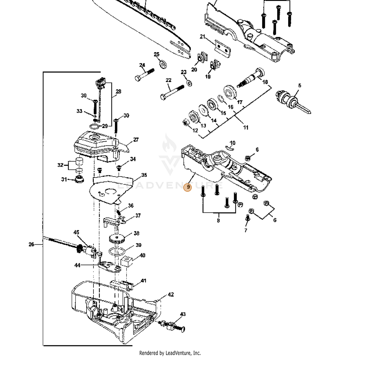 ECHO part 61041022360 — IPL diagram snippet (6x zoom, amber highlight)