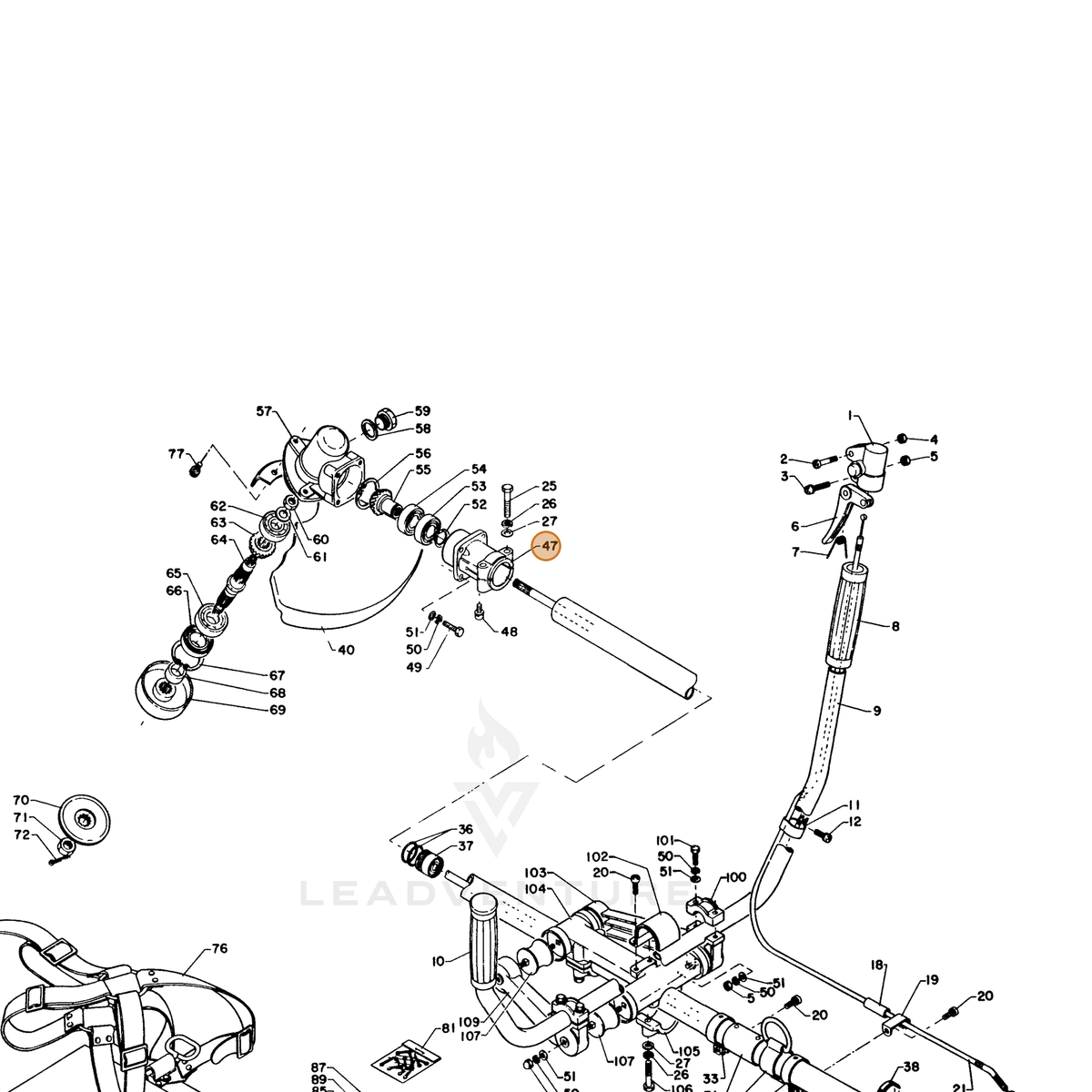 ECHO part 61041206230 — IPL diagram snippet (6x zoom, amber highlight)