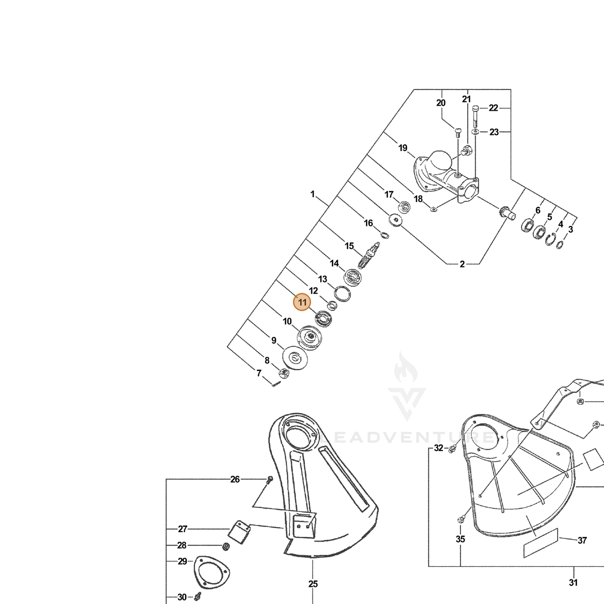 ECHO part 61041307130 — IPL diagram snippet (6x zoom, amber highlight)