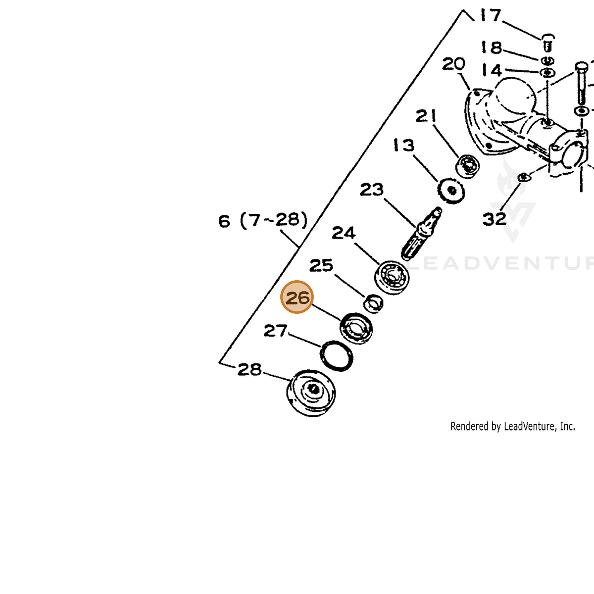 ECHO part 61041322830 — IPL diagram snippet (6x zoom, amber highlight)