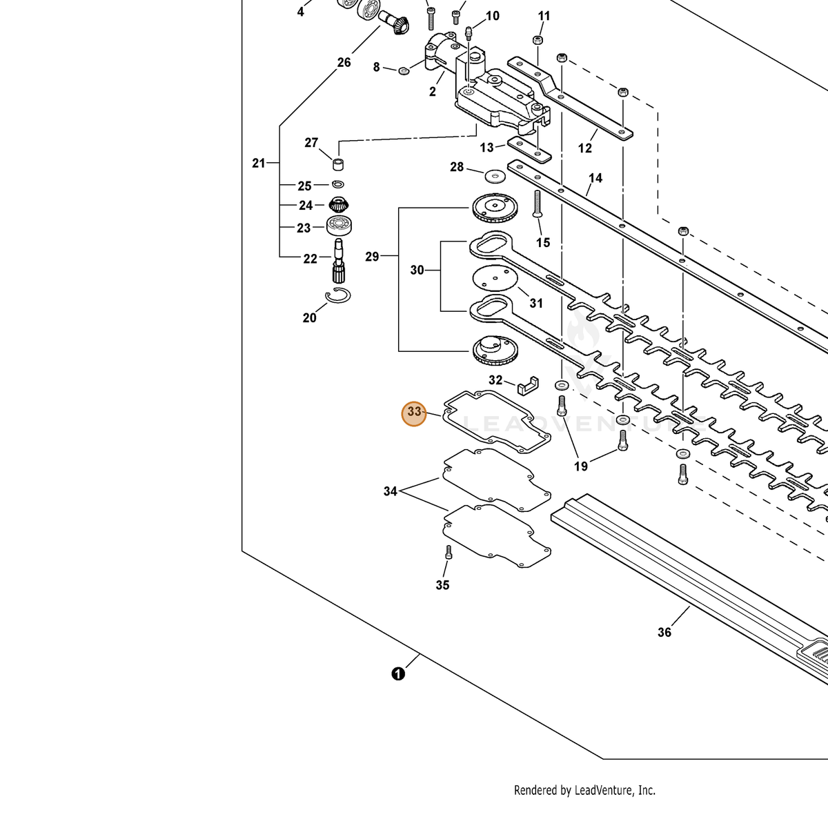 ECHO part 61041421460 — IPL diagram snippet (6x zoom, amber highlight)