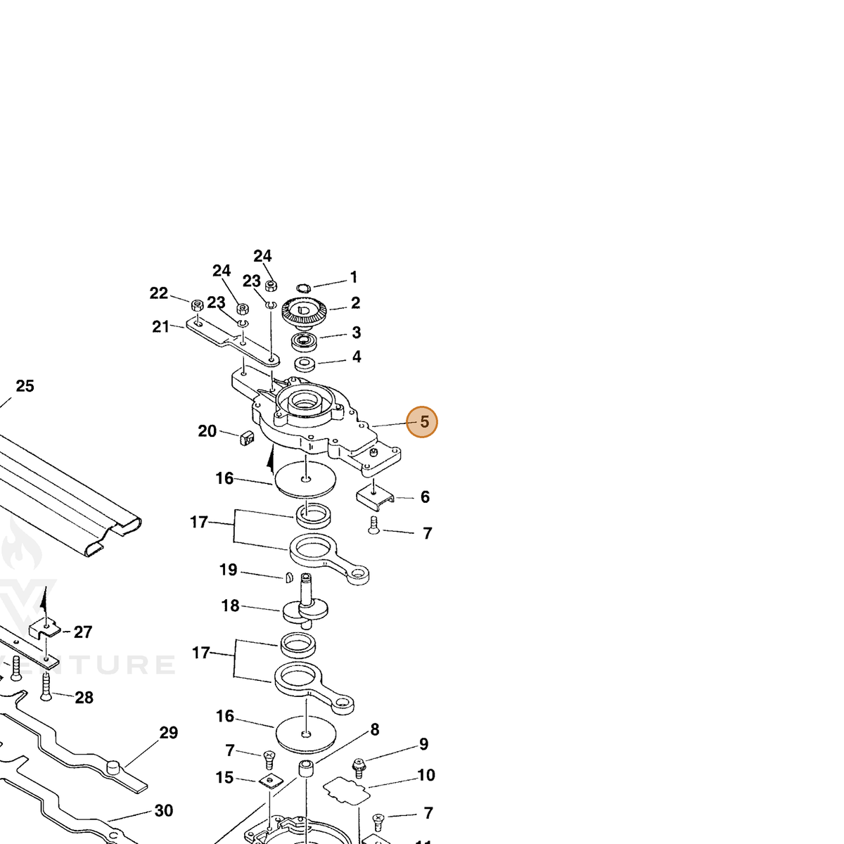 ECHO part 61042012361 — IPL diagram snippet (6x zoom, amber highlight)