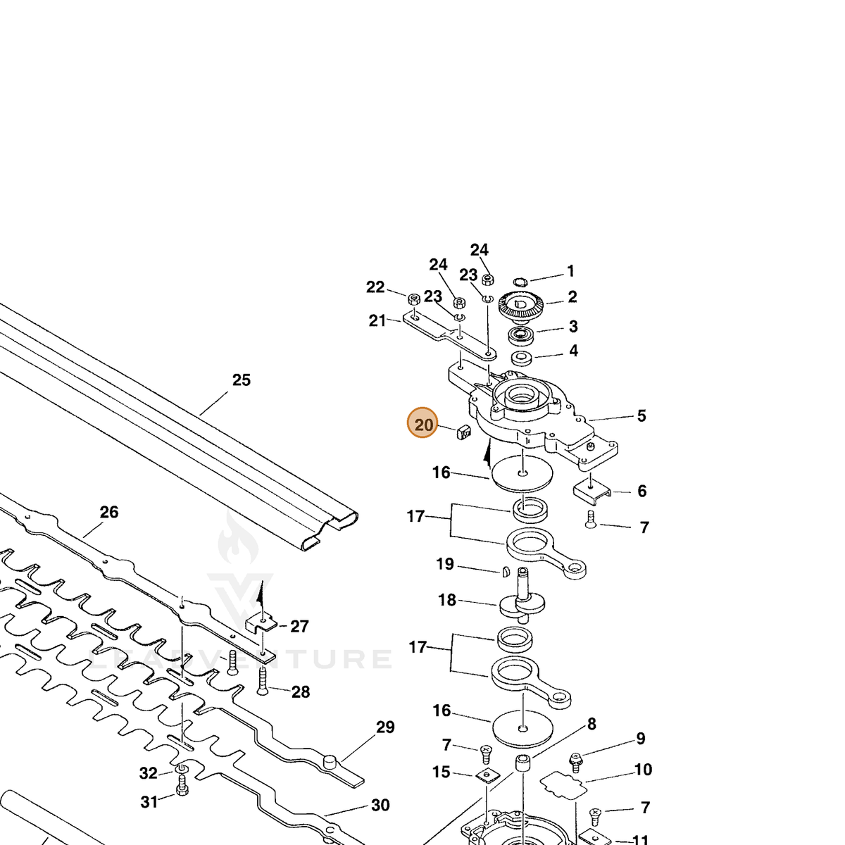 ECHO part 61042654030 — IPL diagram snippet (6x zoom, amber highlight)