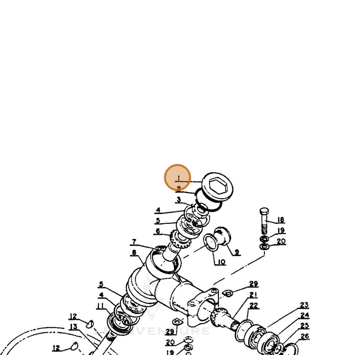 ECHO part 61043104130 — IPL diagram snippet (6x zoom, amber highlight)