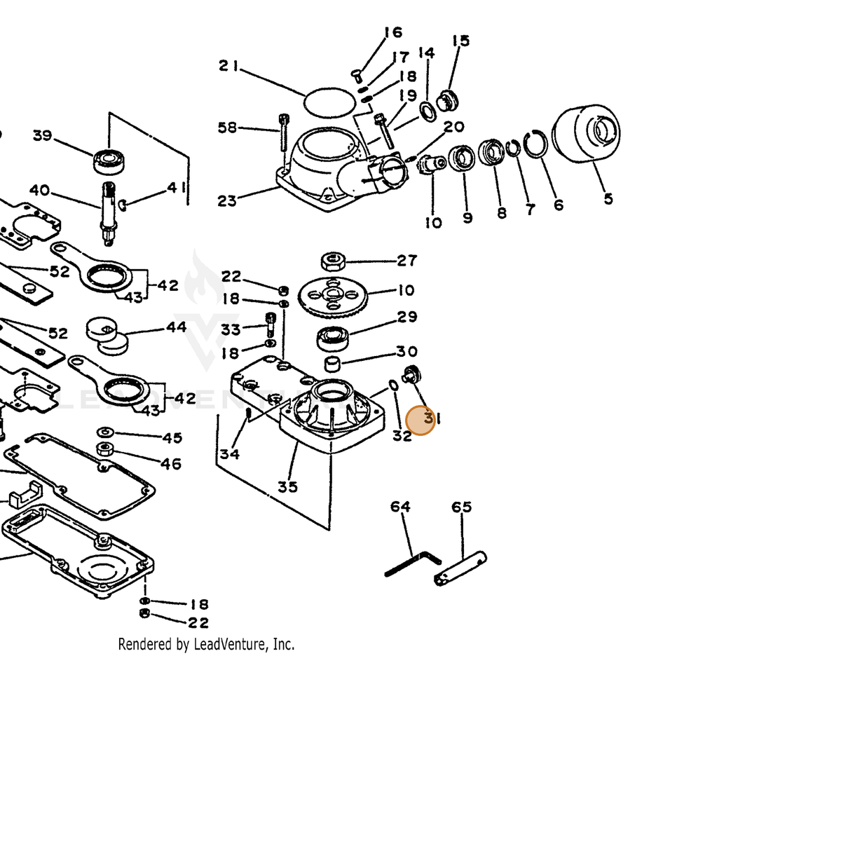 ECHO part 61043403830 — IPL diagram snippet (6x zoom, amber highlight)