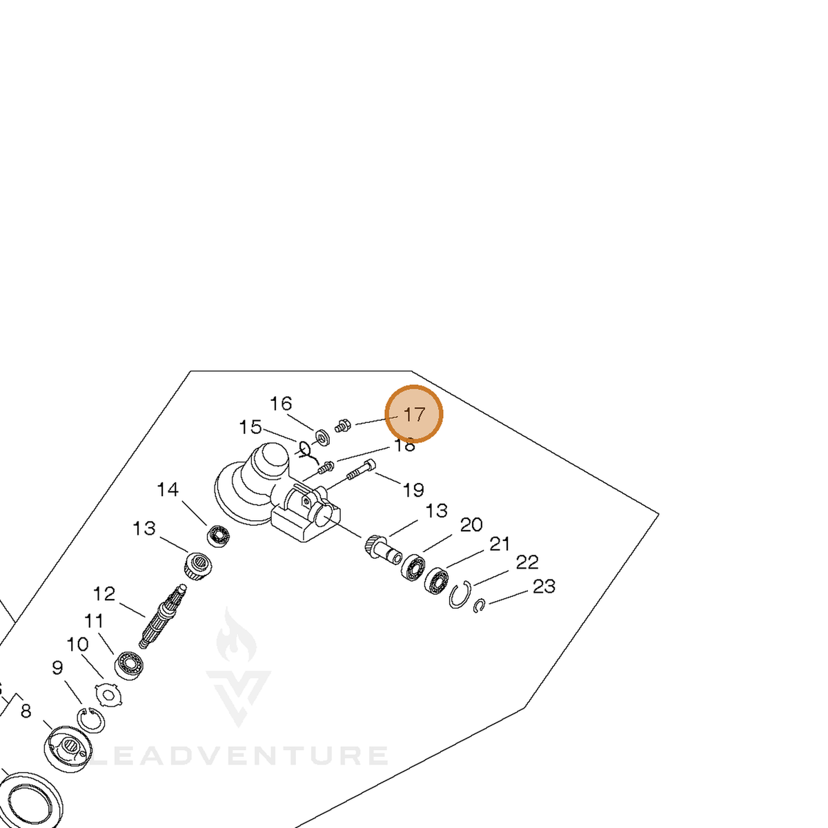 ECHO part 61043450031 — IPL diagram snippet (6x zoom, amber highlight)