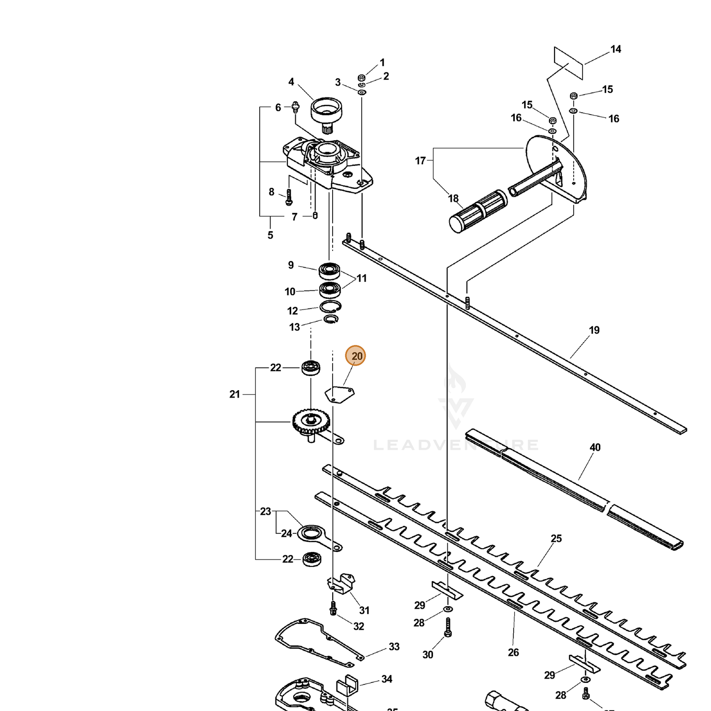 ECHO part 61044008960 — IPL diagram snippet (6x zoom, amber highlight)